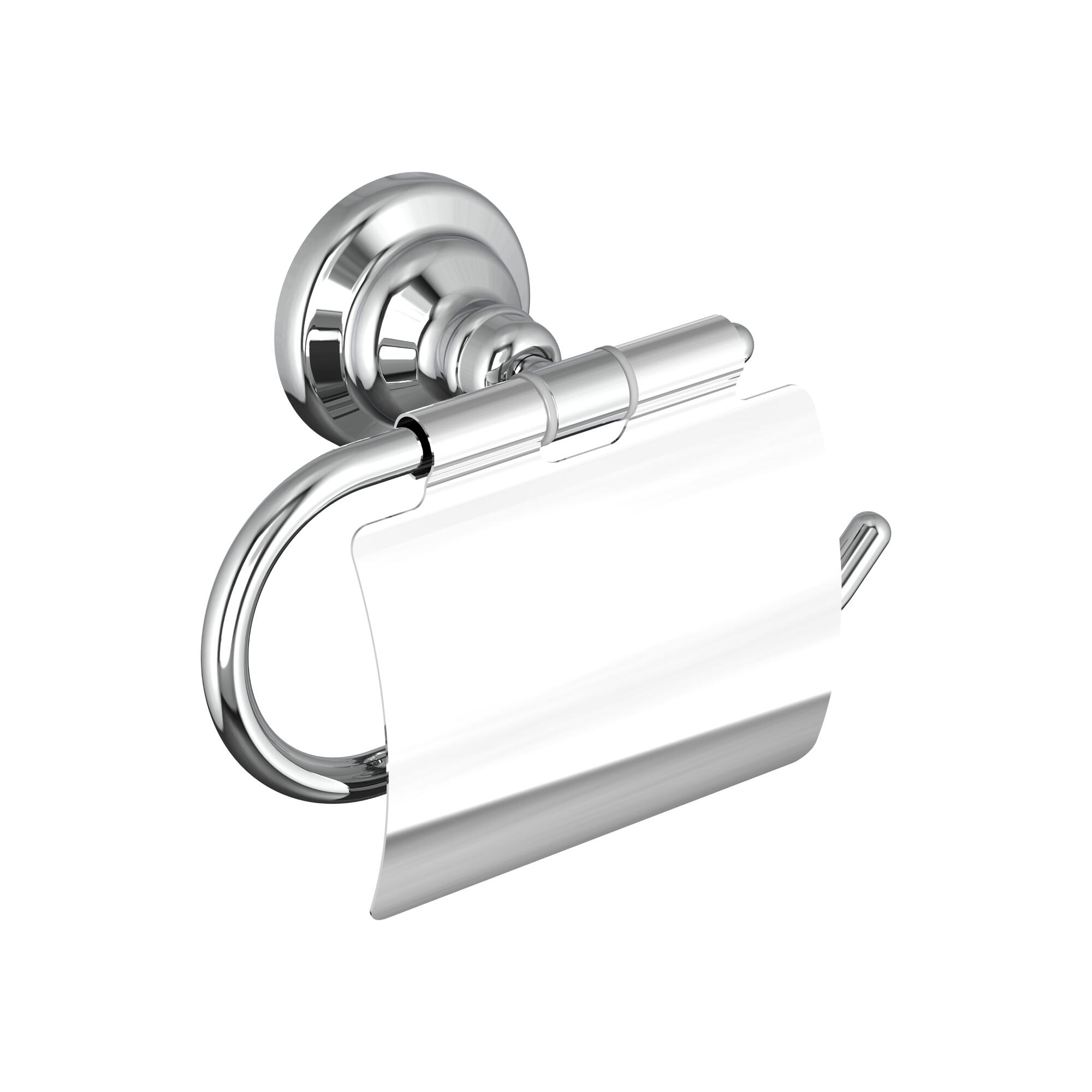 Suport hartie igienica Sensea Charm, din metal, fixare prin gaurire, argintiu lucios