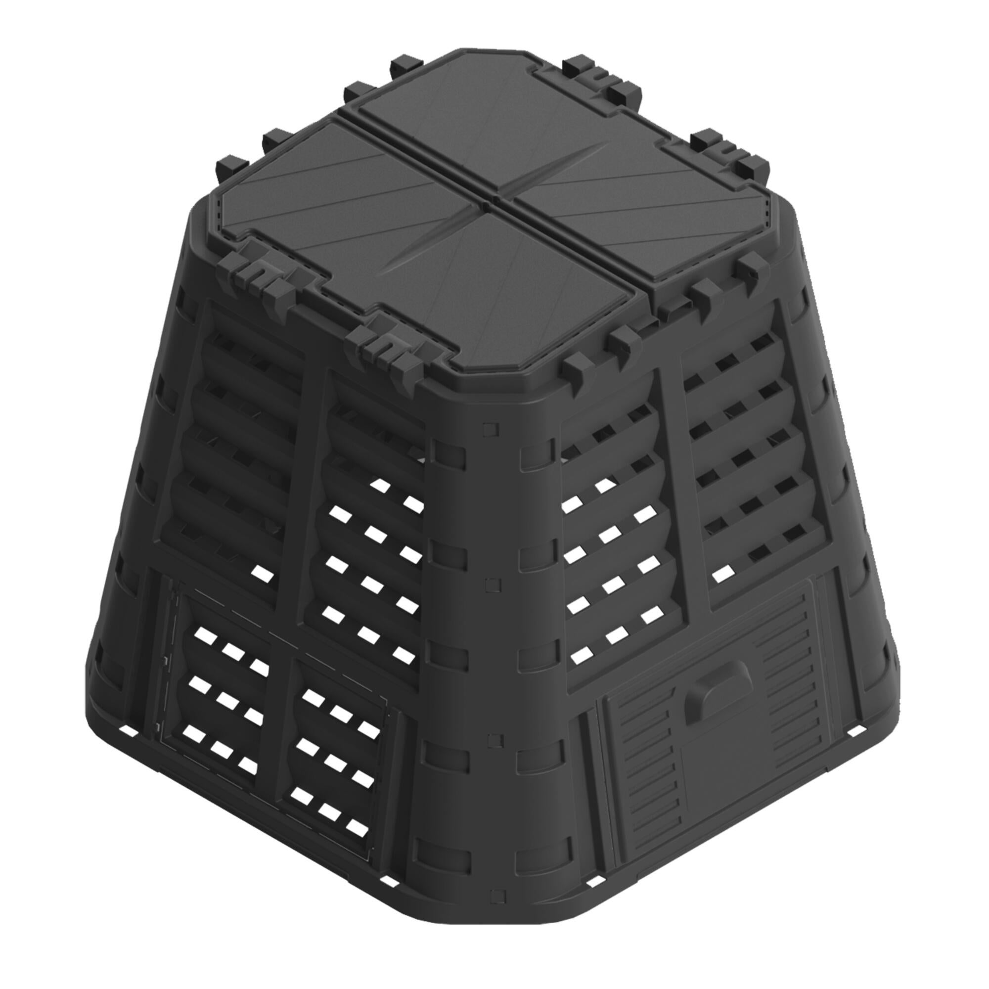 Compostor gradina, Geolia, extensibil, plastic, 480 L, negru
