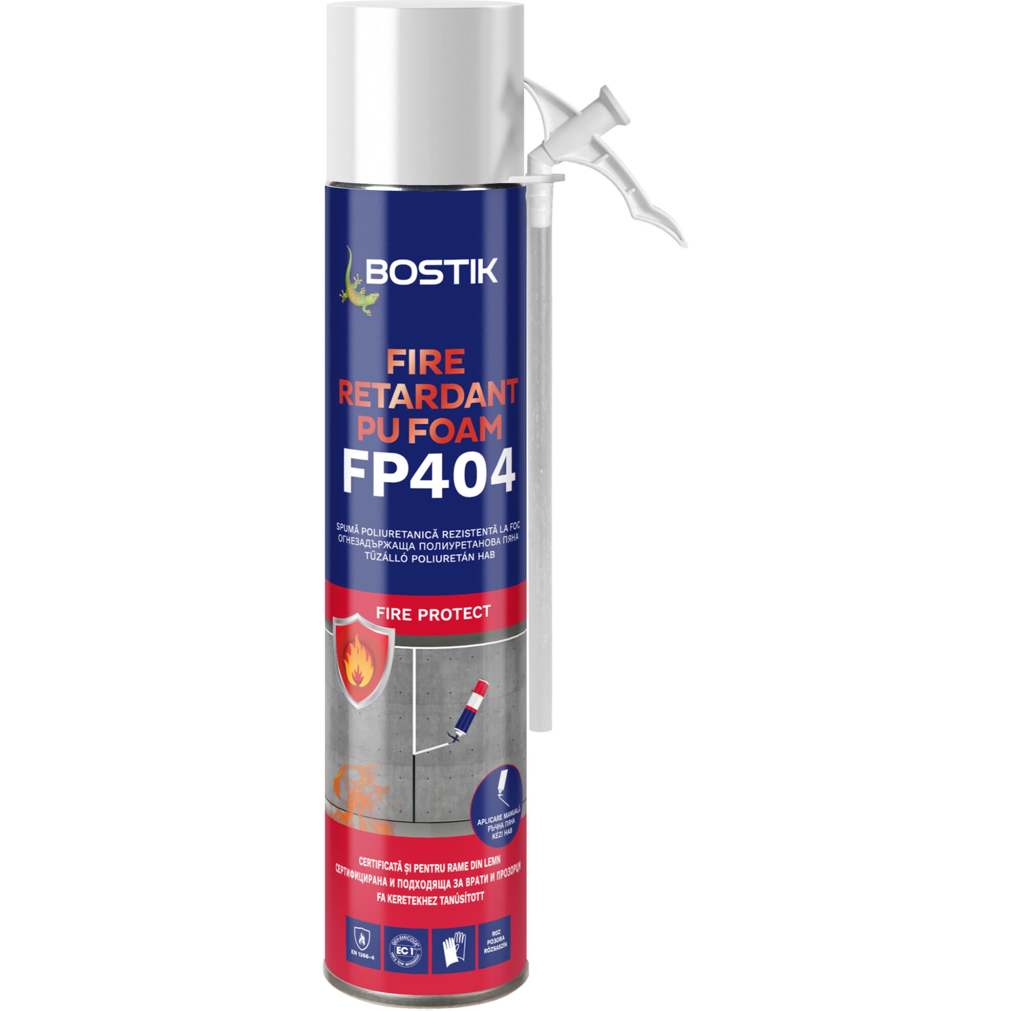 Foc Roz Spuma poliuretanica Bostik FP404, pentru protectie la foc, aplicare ...