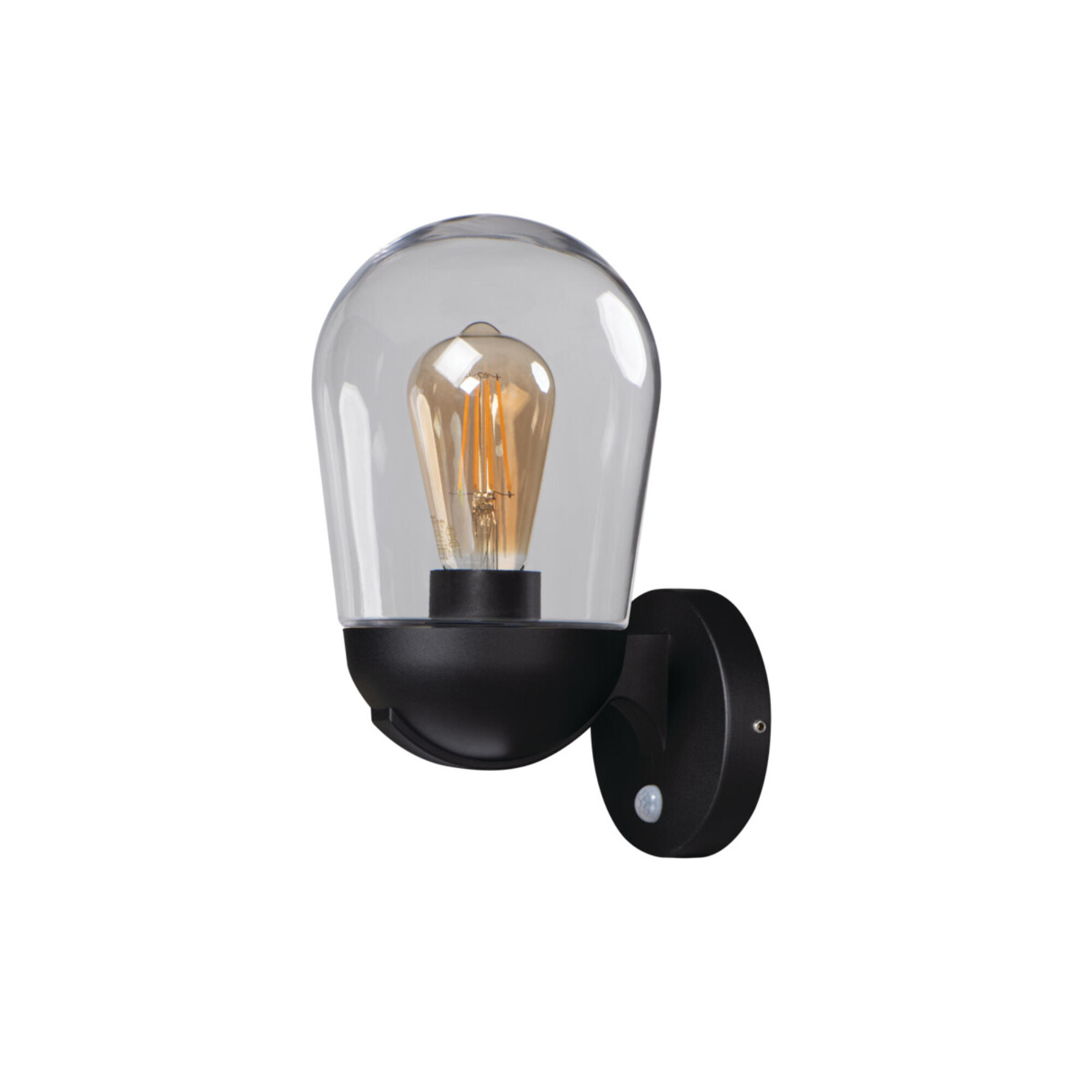Aplica exterior Liego, 1 x E27, 15 W, IP44, negru, cu senzor de miscare