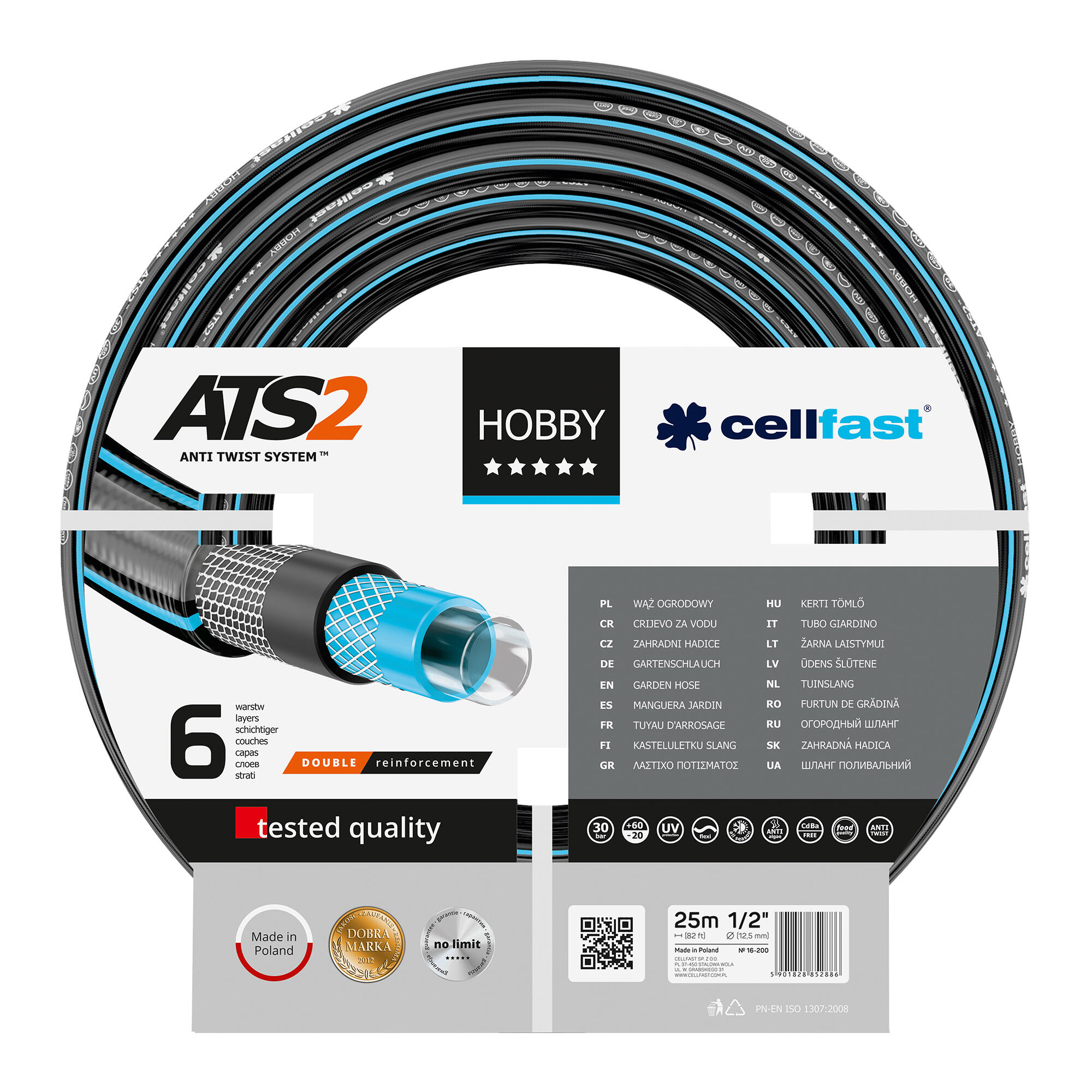 Furtun gradina CellFast Hobby, Ø 12.5 mm, 30 bar, L 25 m