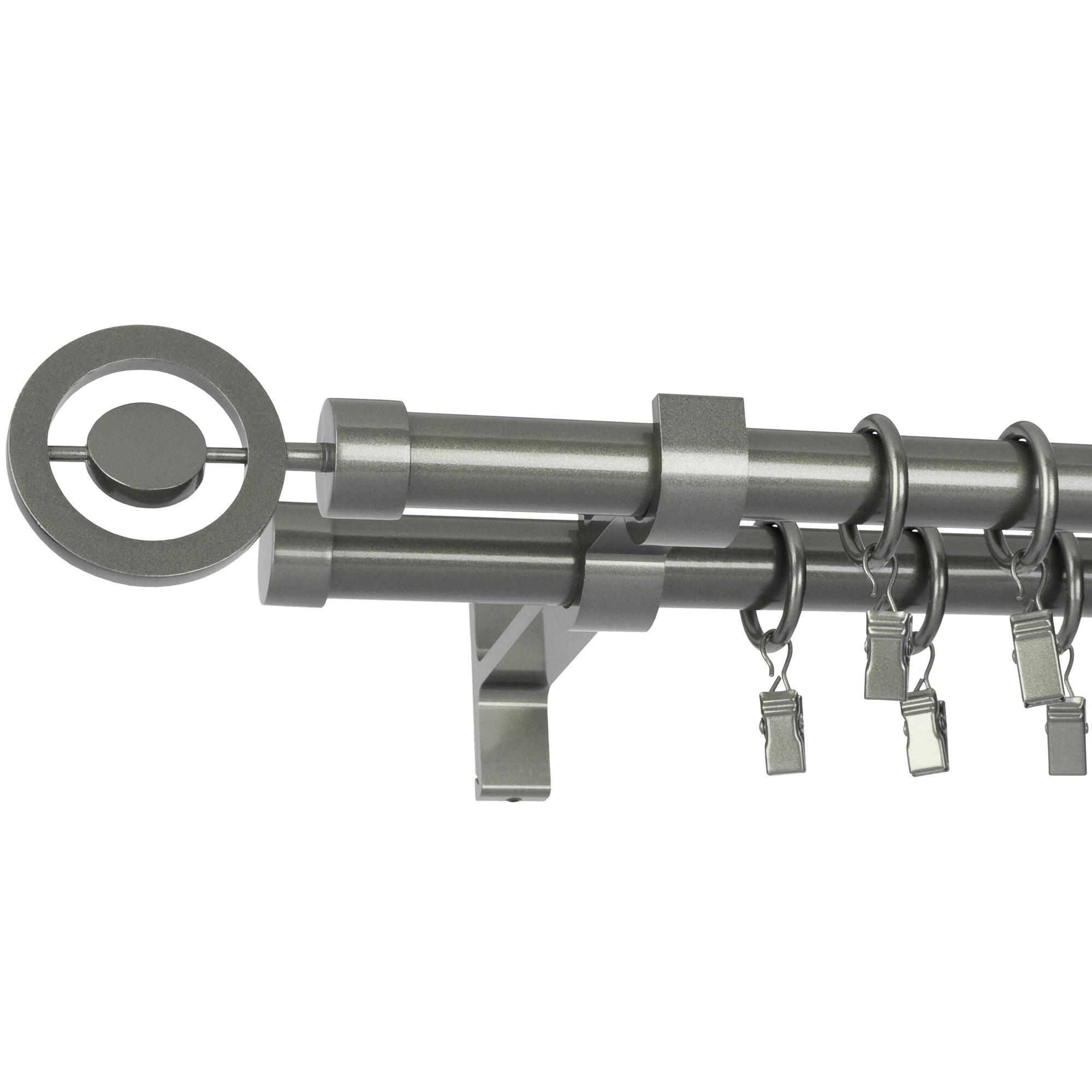 Galerie dubla metal, Popolo, 200 cm, diametru 19 mm, grafit