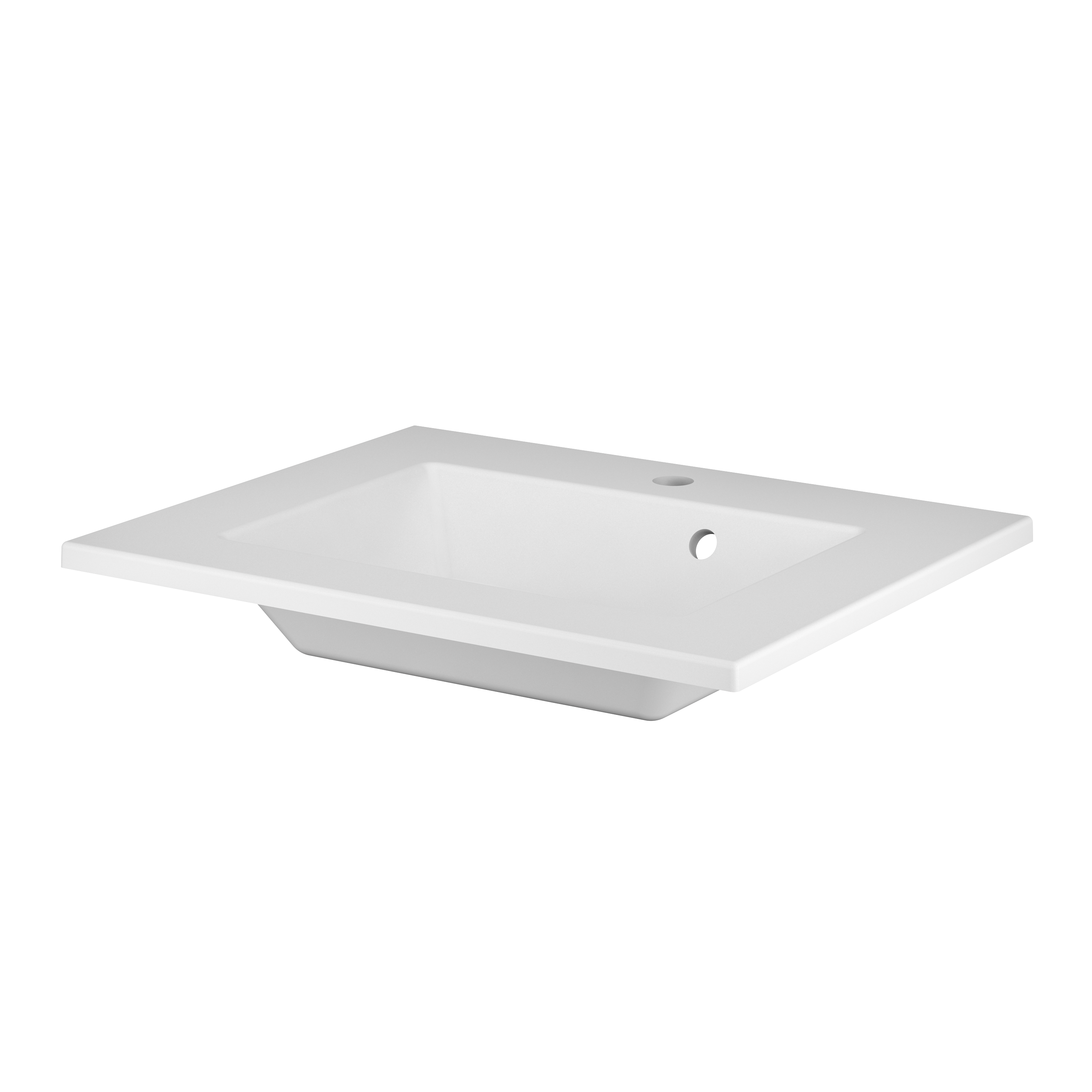 Plan simple vasque centrée Urban pierre blanc Brillant l.61 x P.49 cm - 8