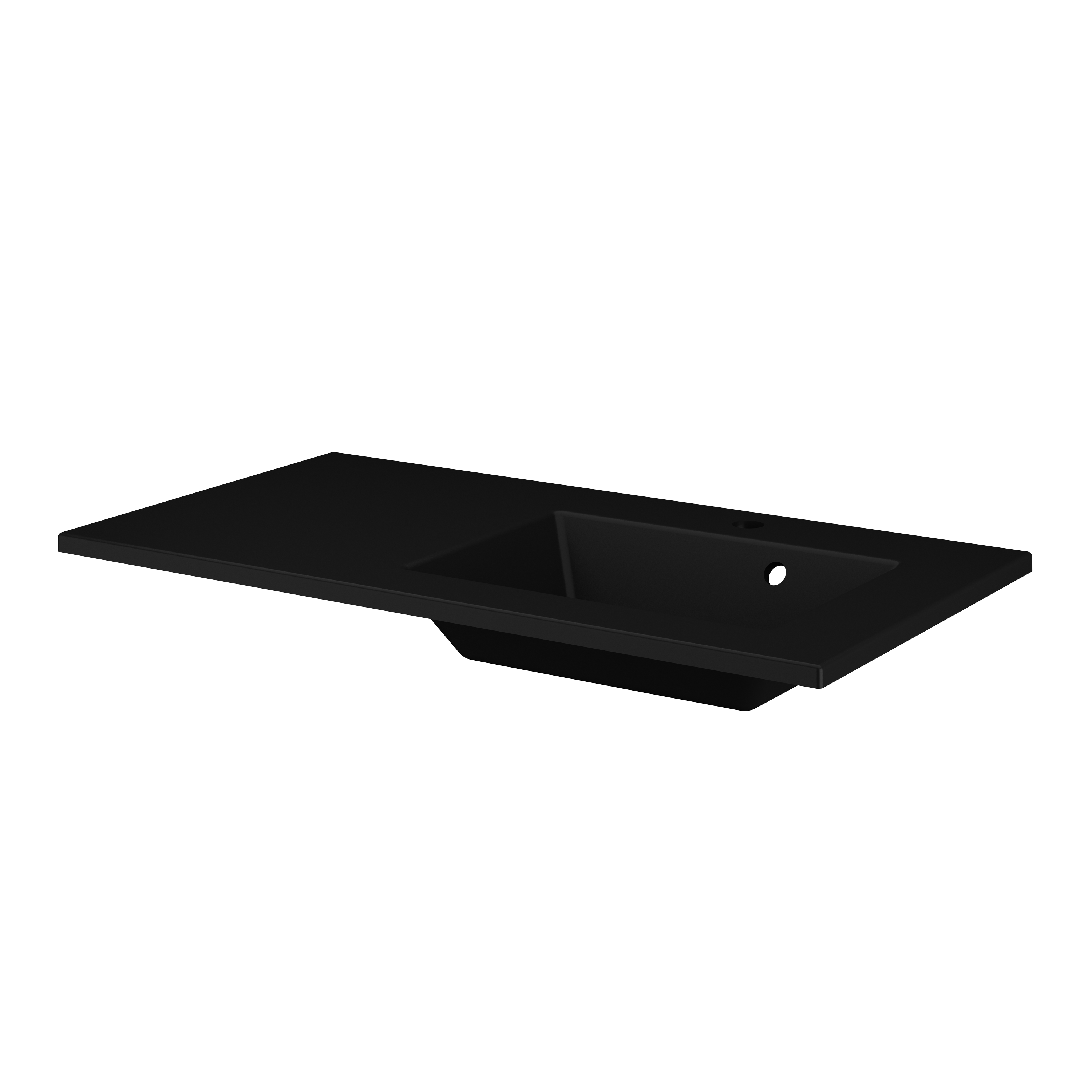 Lavabo a incasso rettangolare vasca a destra Neo L 91 x H 11.2 x P 48.5 cm in composito minerale di resina gelificata nero opaco - 2