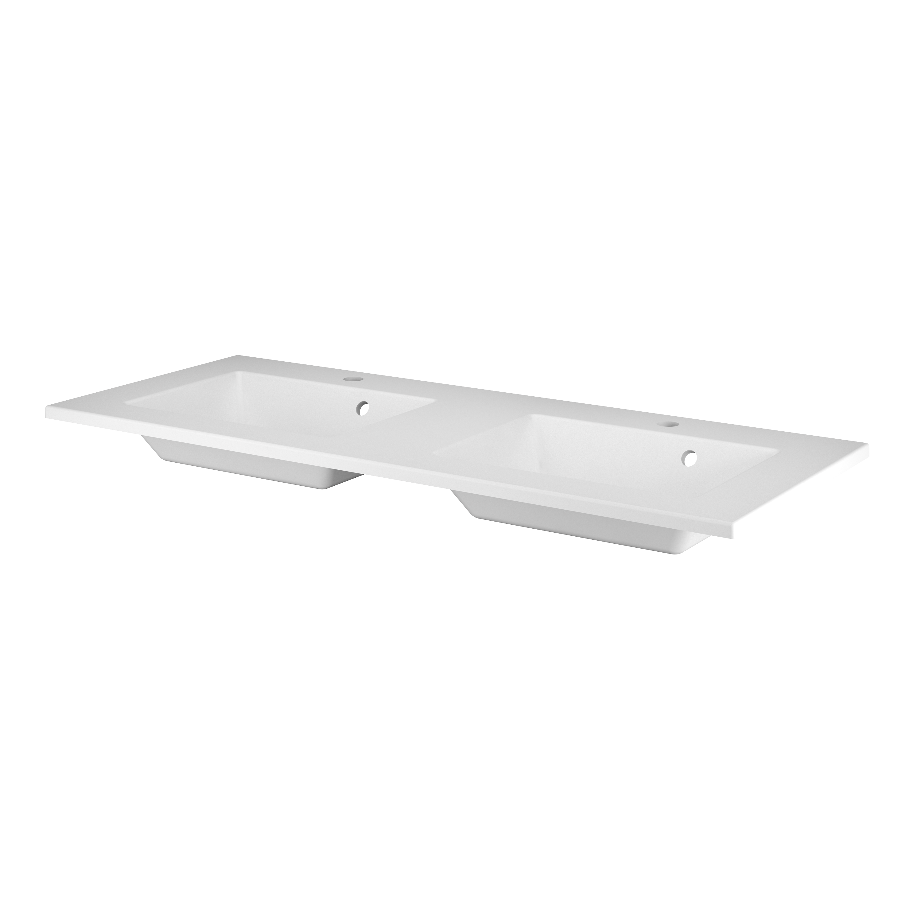 Plan double vasque(s) intégrée(s) Urban pierre blanc Brillant l.121 x P.49 cm - 2