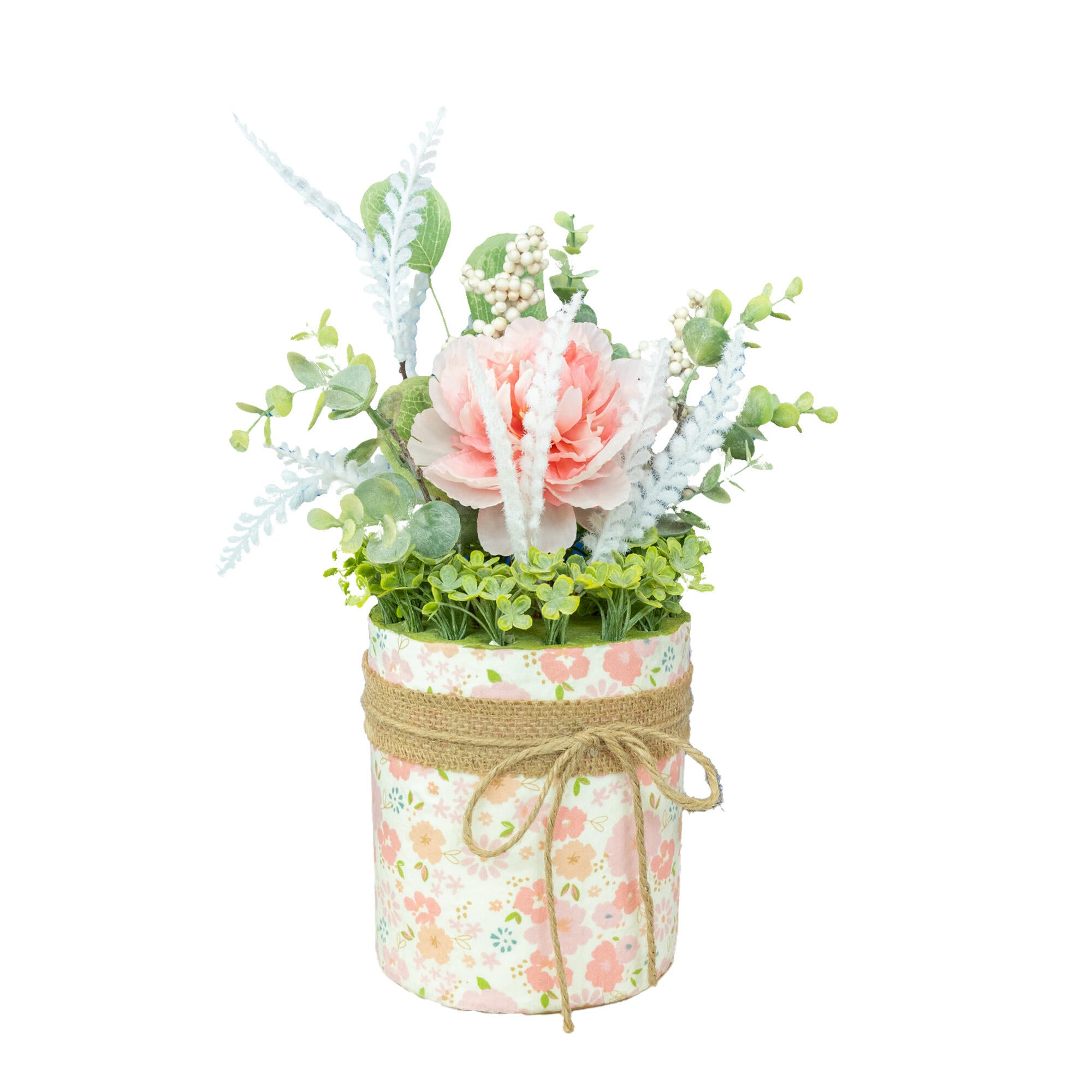 Aranjament decorativ, vas cu flori artificiale, H 35 cm, roz