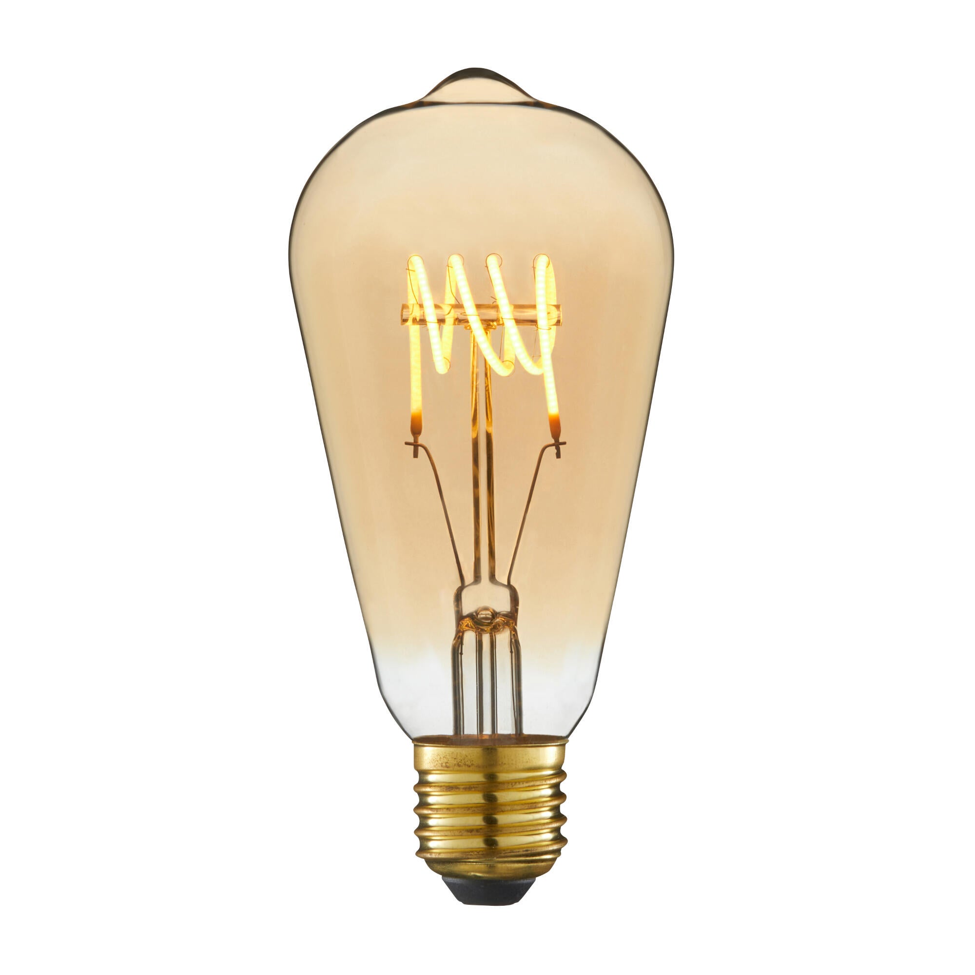 Bec LED decorativ Lexman, E27, ST64, 4.9 W, alb cald, 2700K, 400 lm, tip Edison, amber spiral