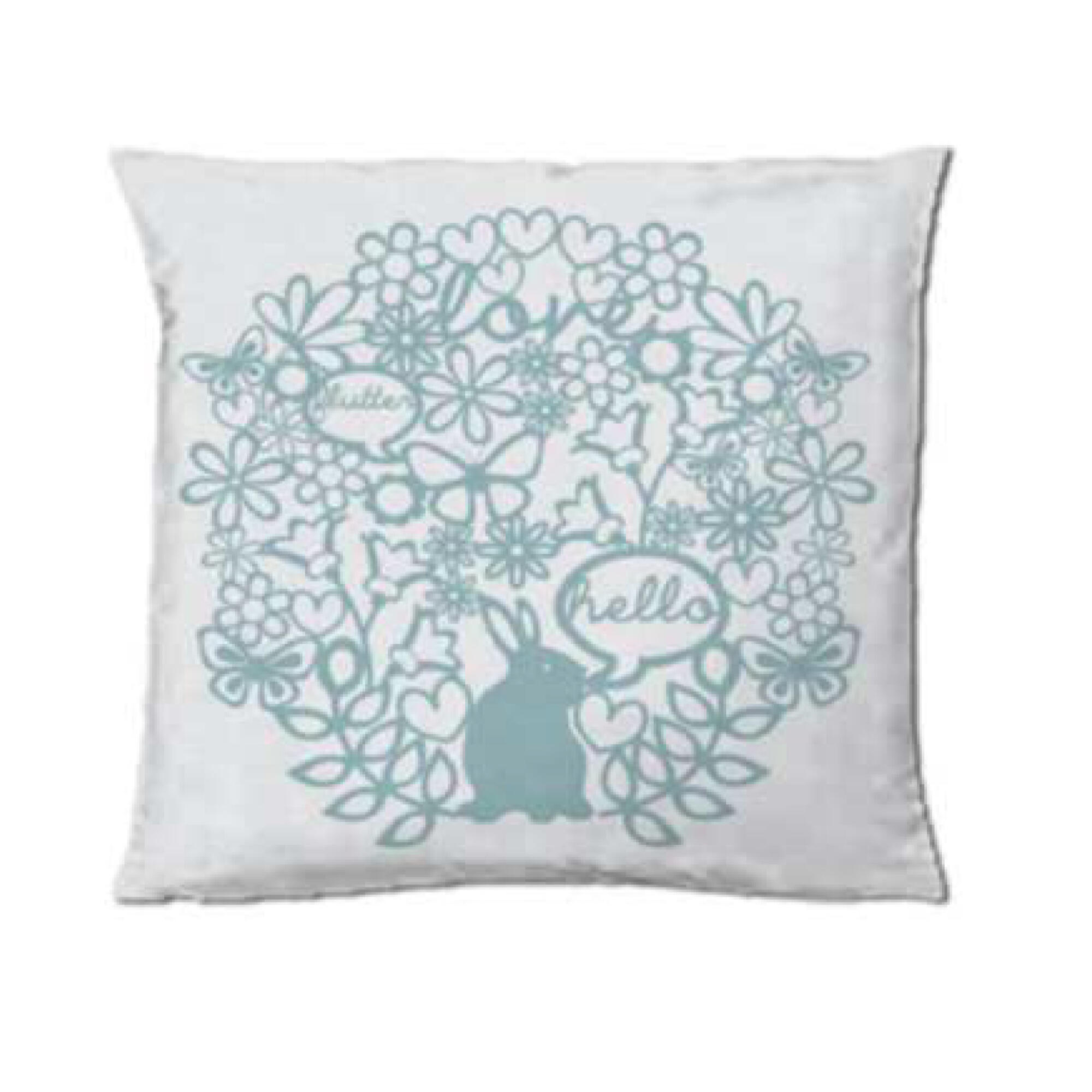 Fata de perna cu decor Paste, 45 x 45 cm, turcoaz/argintiu