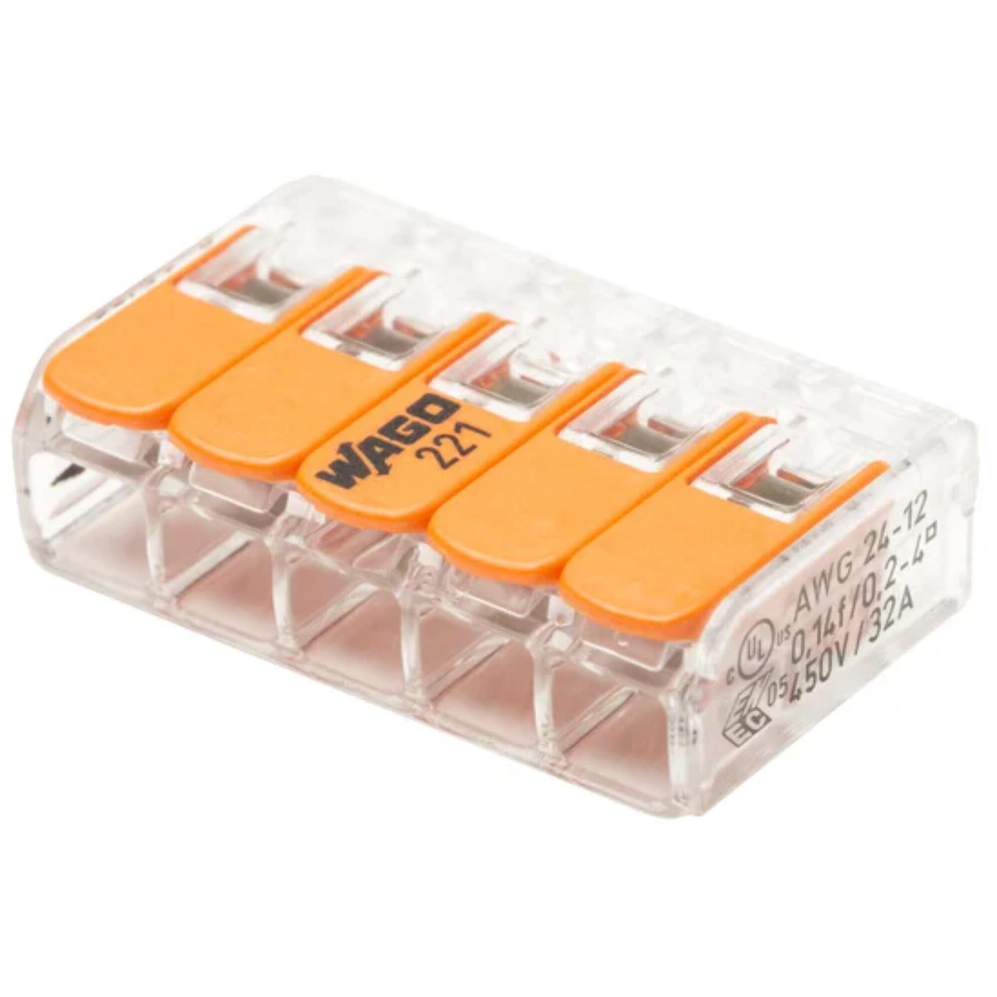 Clema pentru fire WAGO, Iesire tip parghie, 5 x 0.2-4 mm², Set 5 buc