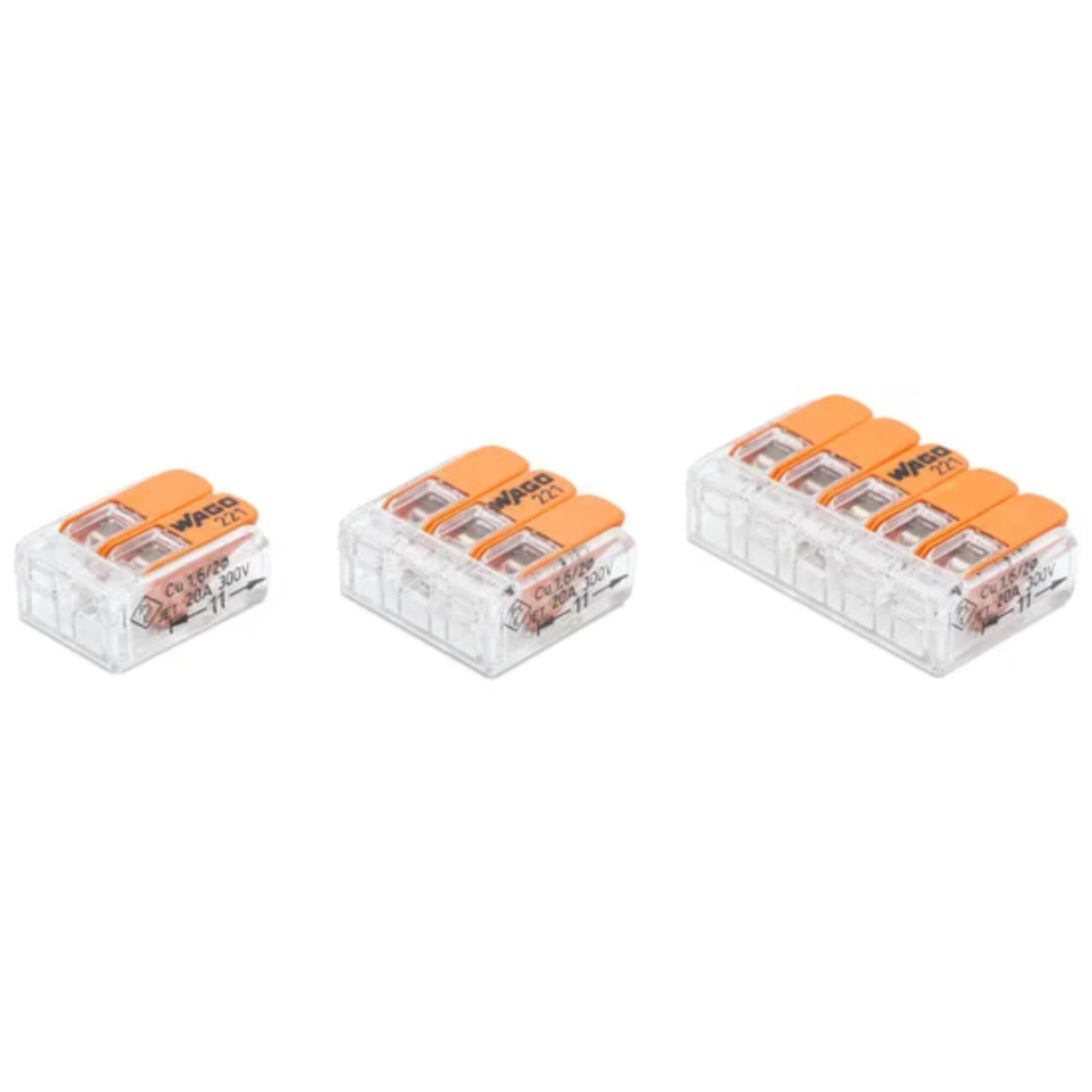 Clema pentru fire WAGO, Iesire tip parghie, 2/3/5x0.2-4 mm², Set 20 buc