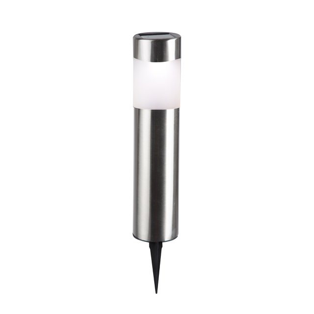 Pack de 2 balizas de jardín solar exterior LED acero gris INSPIRE Praia IP44 con sensor crepuscular