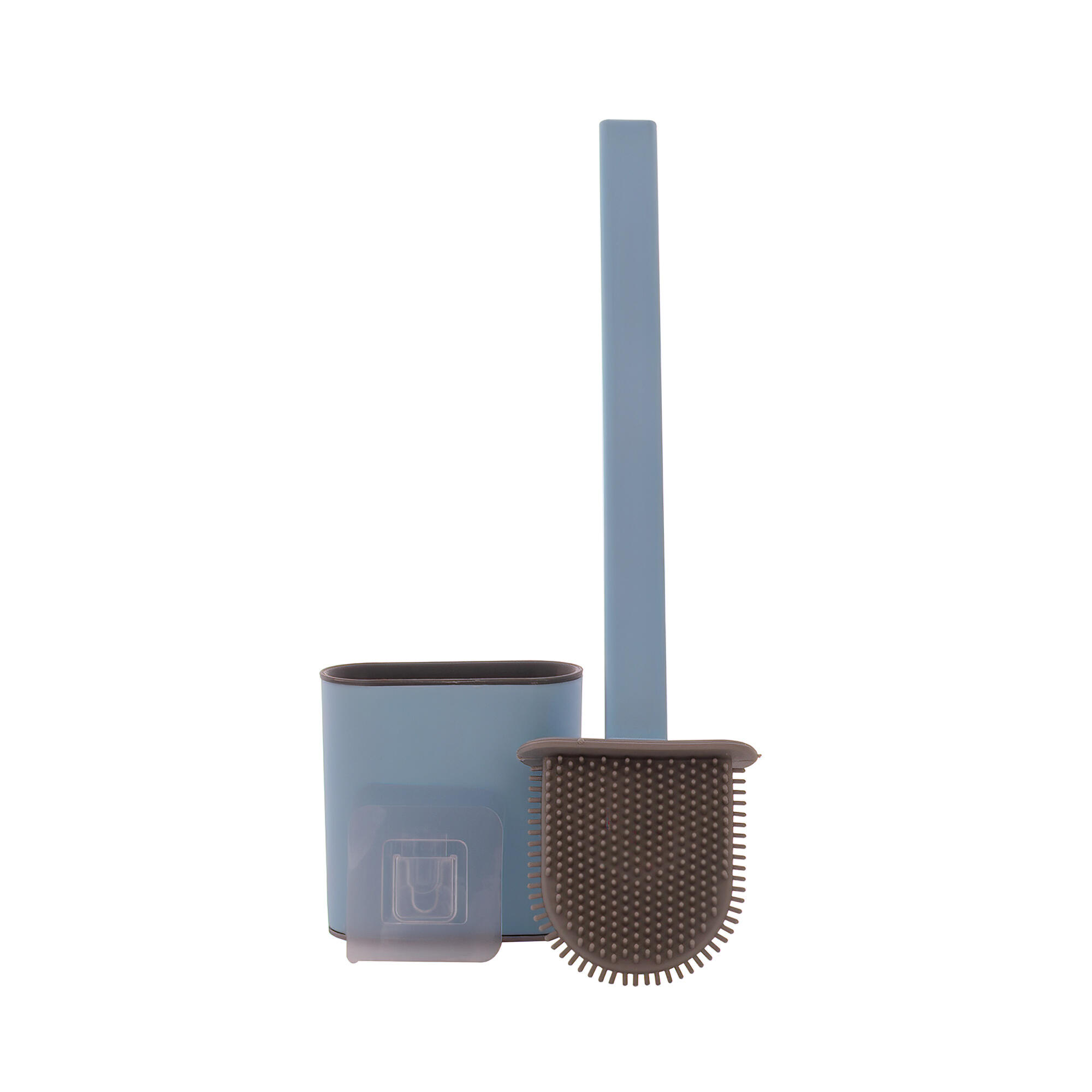 Set perie din silicon si suport adeziv, Zorex, albastru, 37 cm