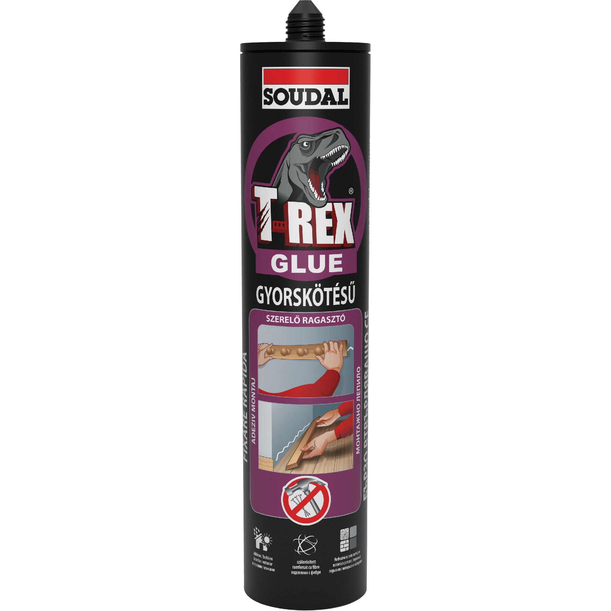 Adeziv T-Rex, de asamblare si montaj, solvent, 380 ml, maro