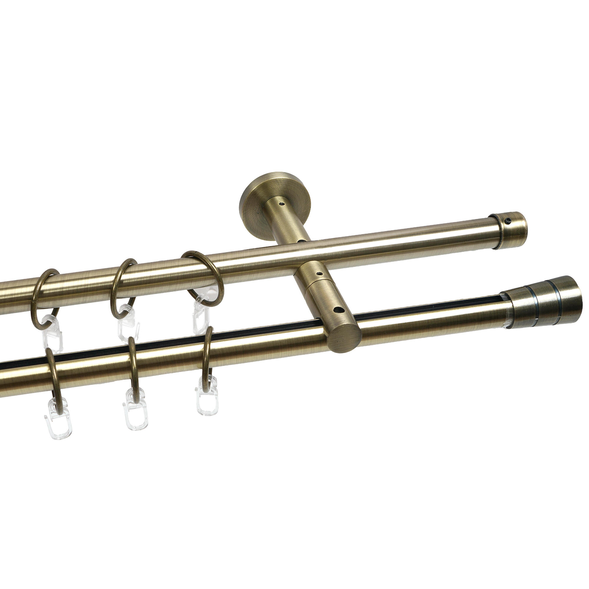 Galerie dubla metal Daniel, diametru 19/19 mm, 200 cm, auriu antic