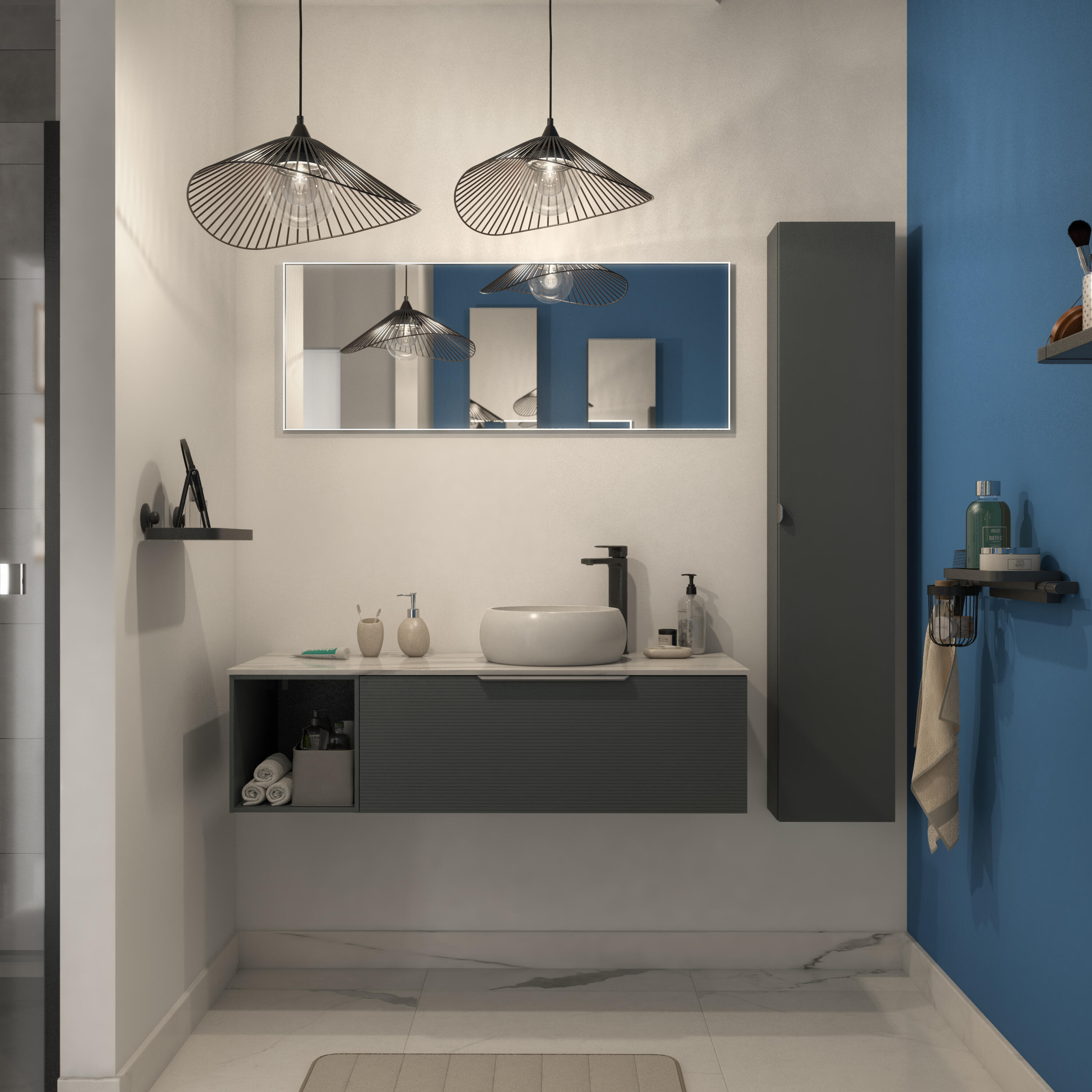 Poignée de meuble INSPIRE Neo gris anthracite l.35 - 2