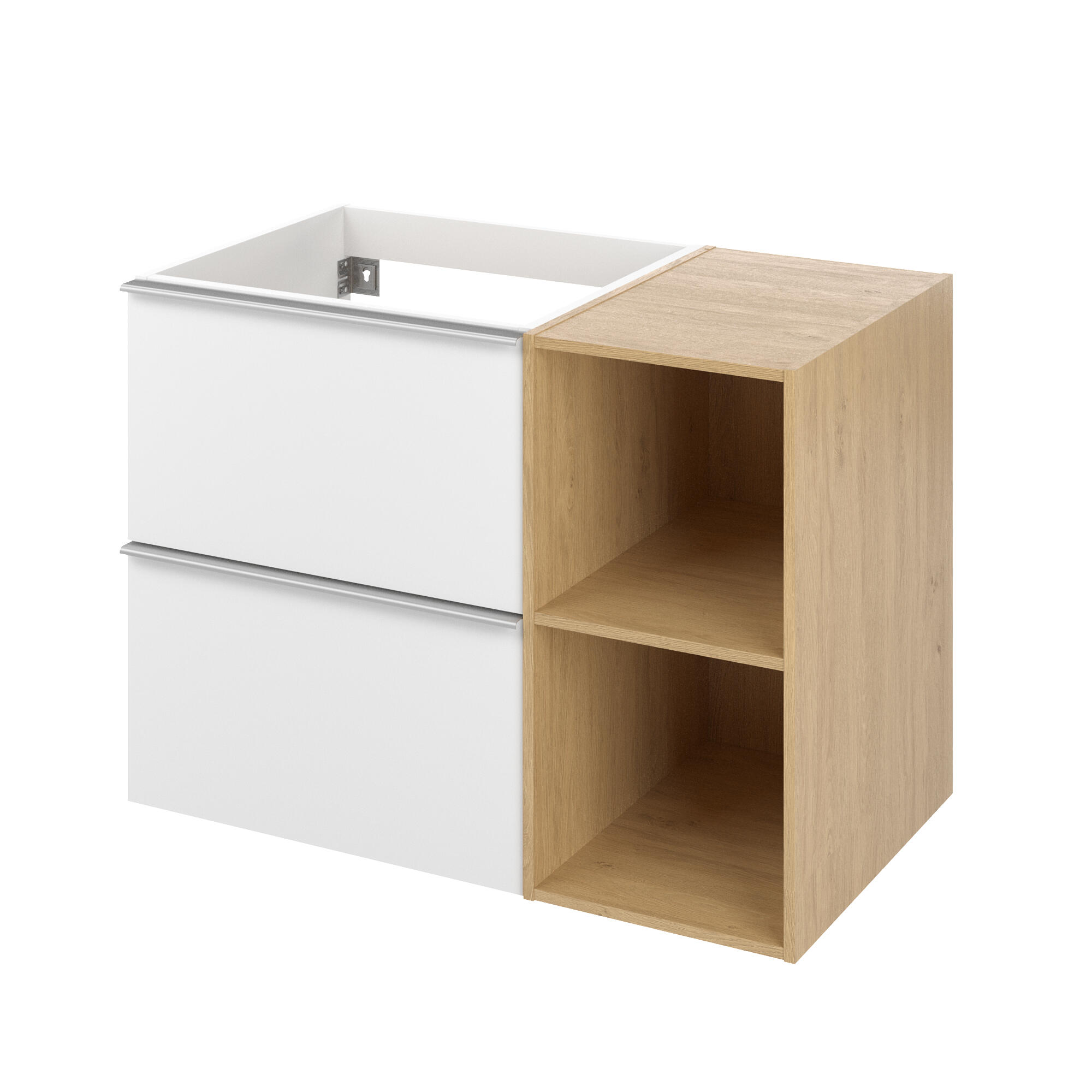 Baza pentru lavoar cu sertare Sensea Modern, 80 x 57,7 x 45 cm, alb/ maro deschis