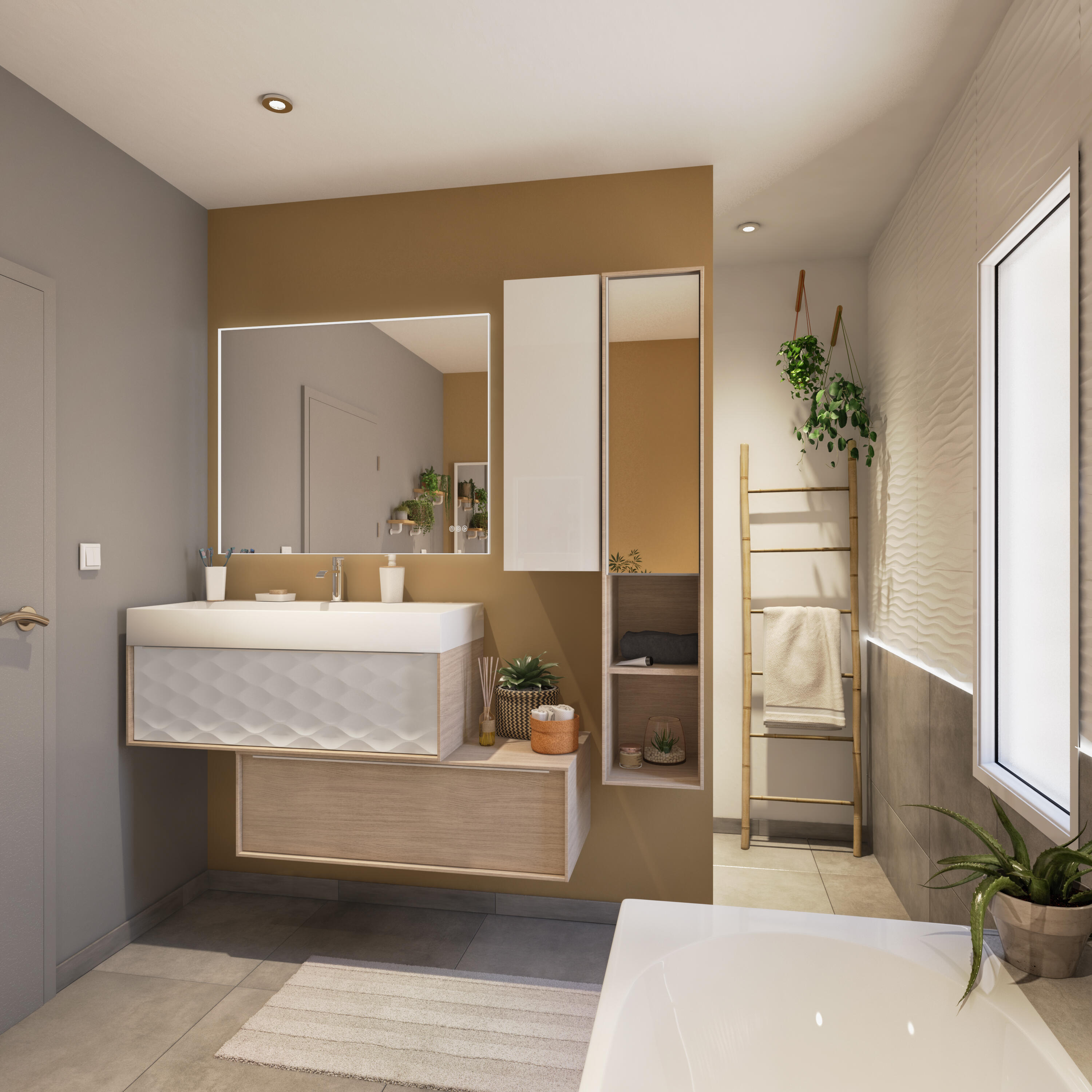 Pensile bagno Neo bianco SENSEA, 1 anta apertura da sinistra P 35 x L 30 x H 90 cm - 2