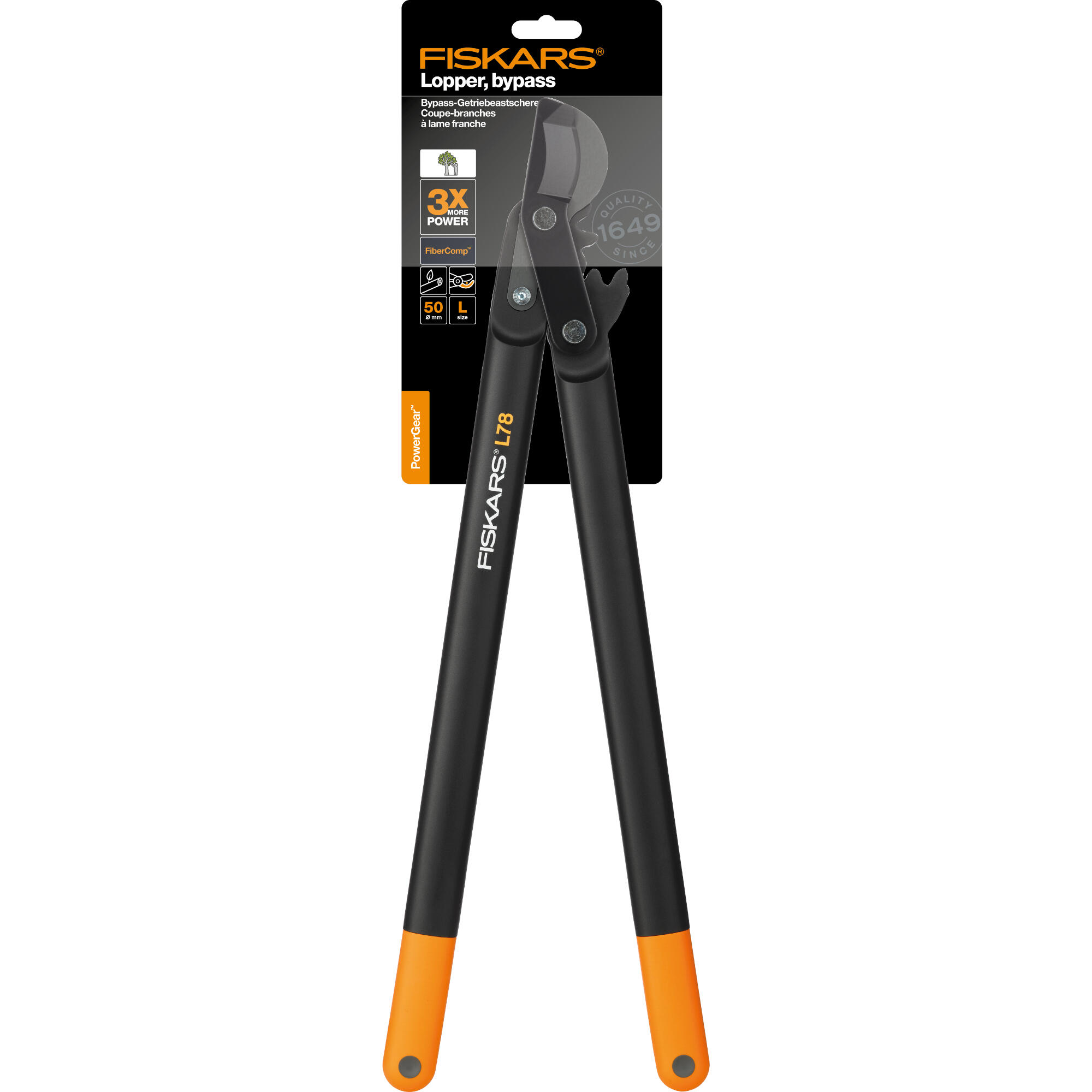 Foarfeca pentru ramuri groase L PowerGear, lungime 78 cm, Fiskars