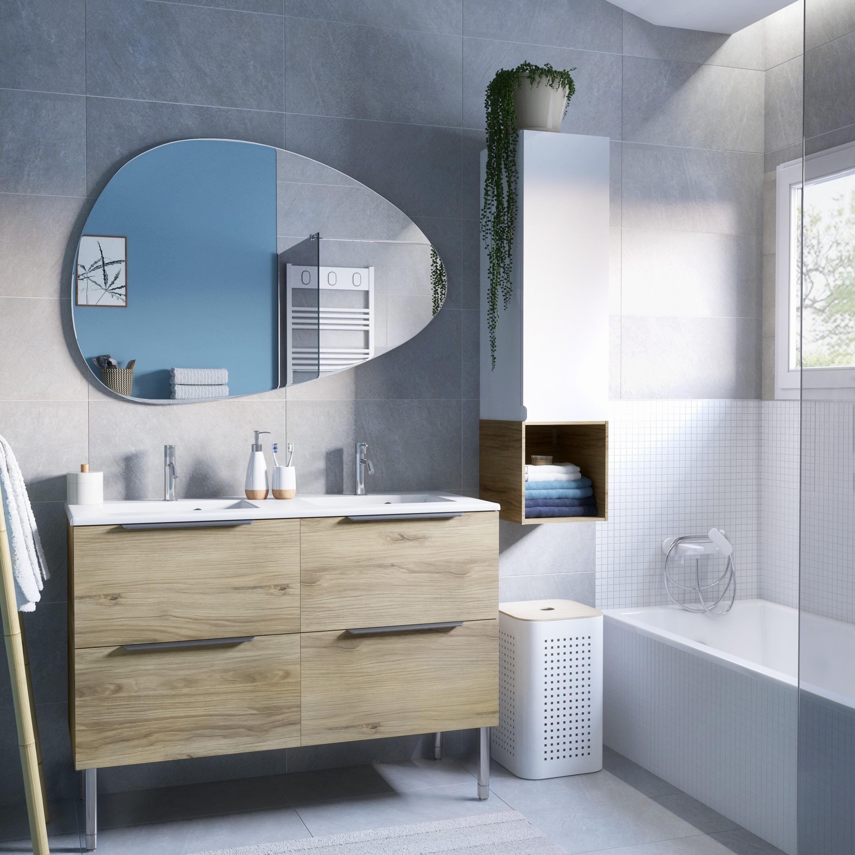 Pensile bagno Neo bianco SENSEA, 1 anta apertura da destra P 35 x L 30 x H 90 cm - 5