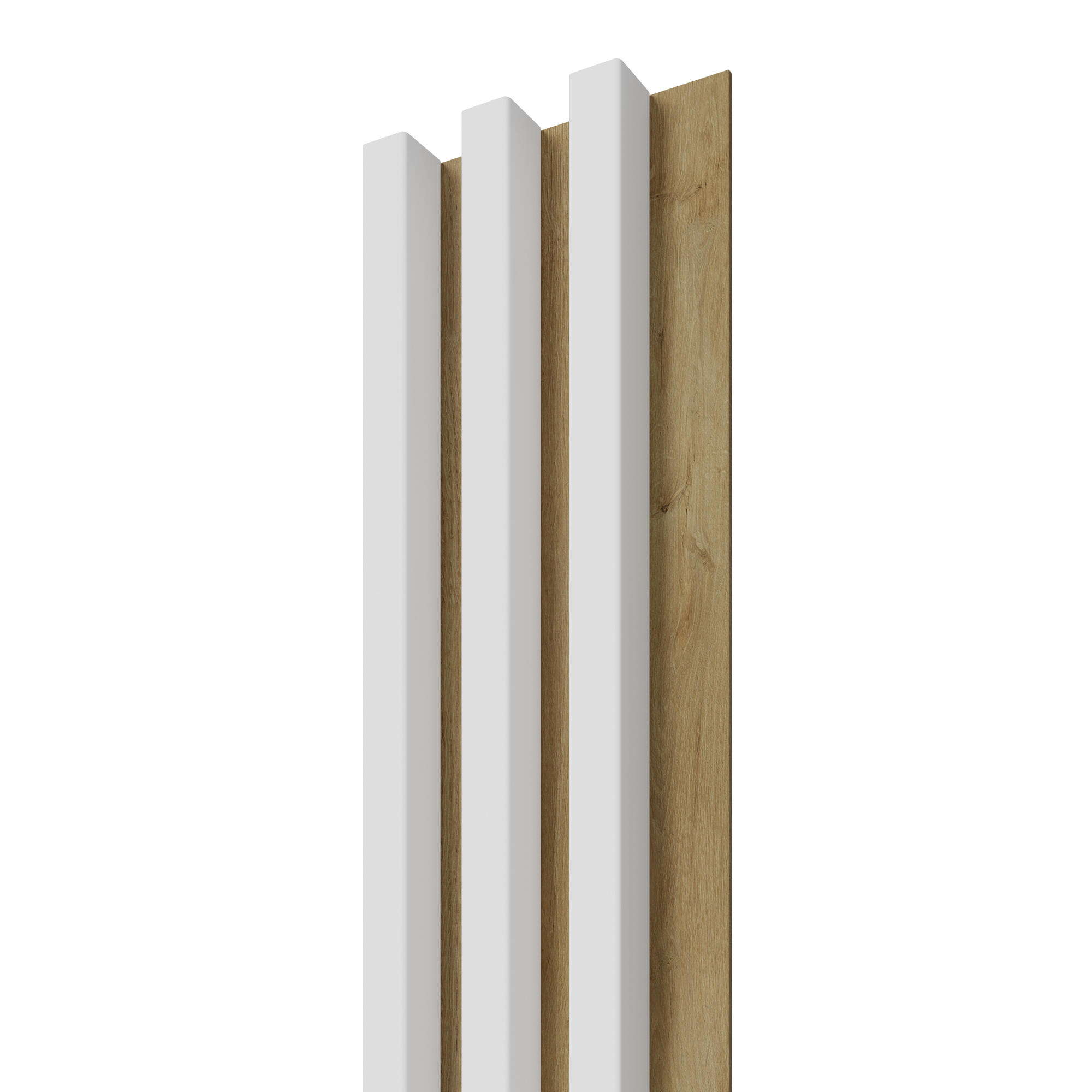 Panou riflaj decorativ, 2650 x 150 x 30 mm, alb/stejar | Leroy Merlin