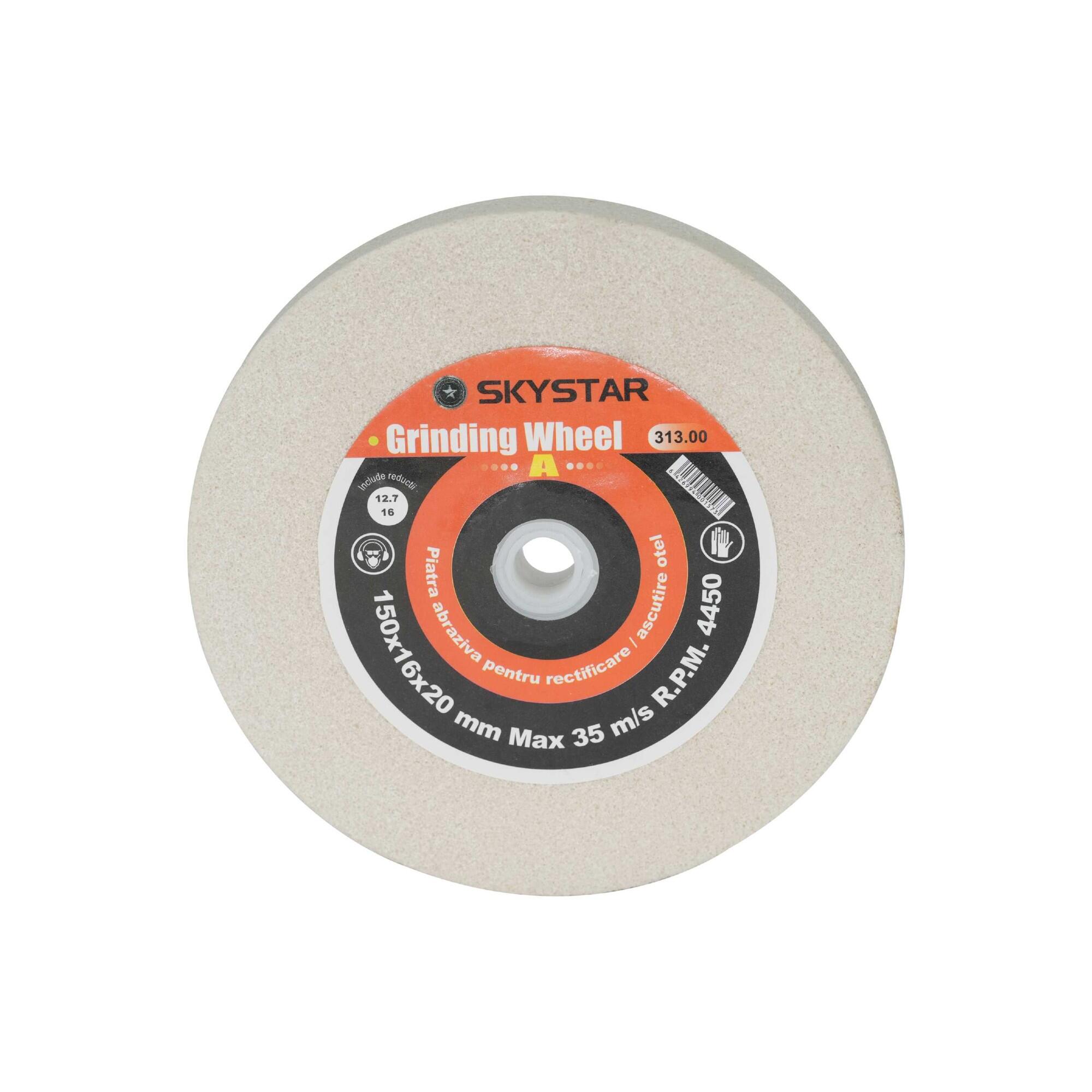 Piatra de polisat pentru polizor banc SkyStar, pentru otel/metal, granulatie 46, Ø 150 x 20 x 20 mm