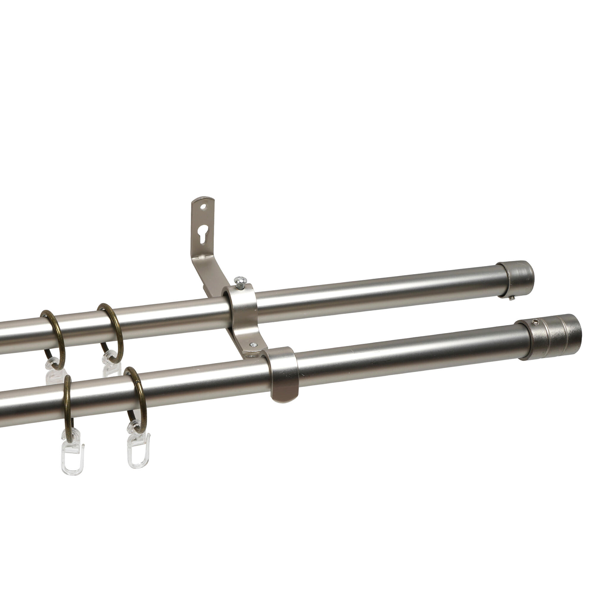 Galerie dubla metal Eva, diametru 19/19 mm, 240 cm, nichel