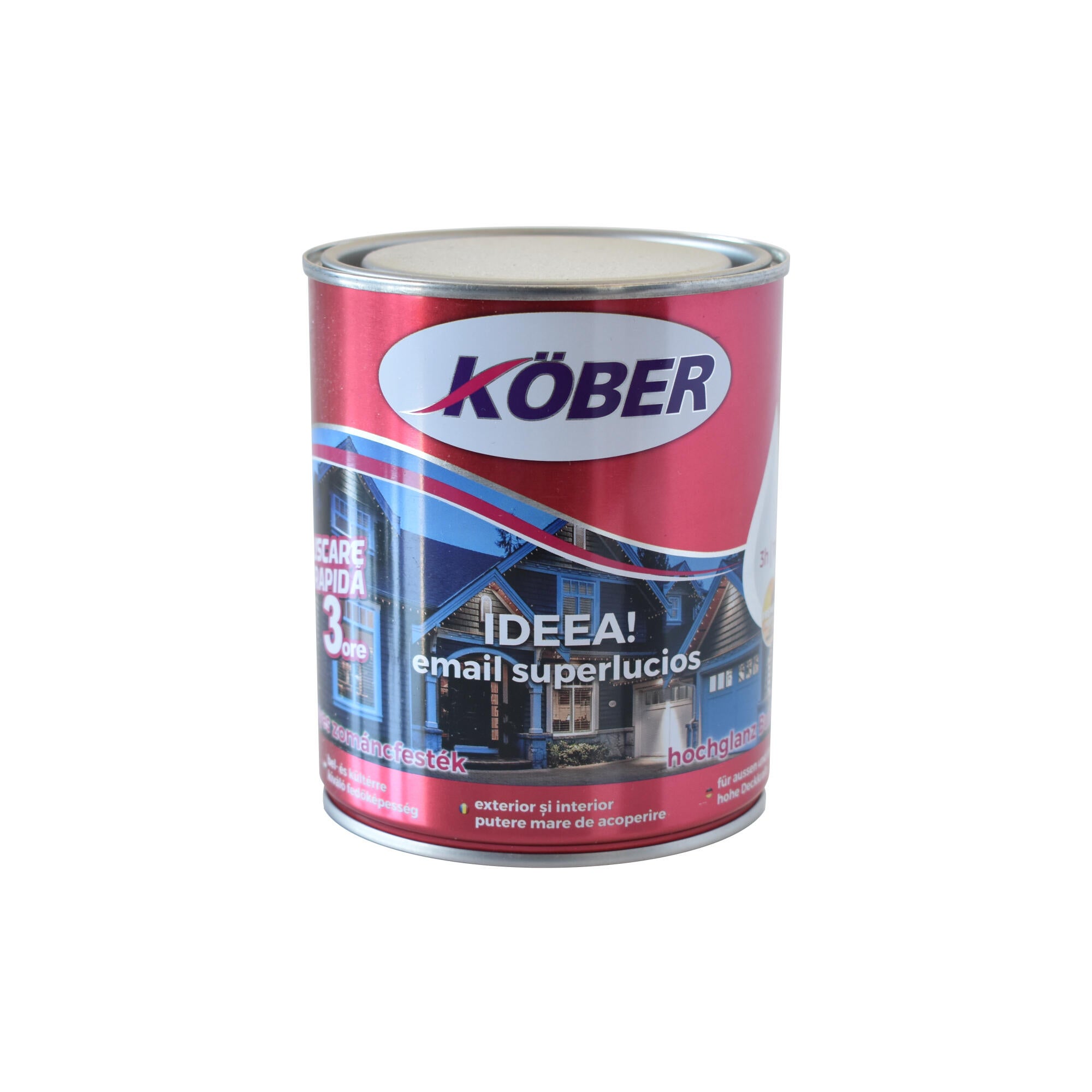 Email pe baza de solvent Kober Ideea, pentru metal, gri metal, aspect lucios, 0.75 L