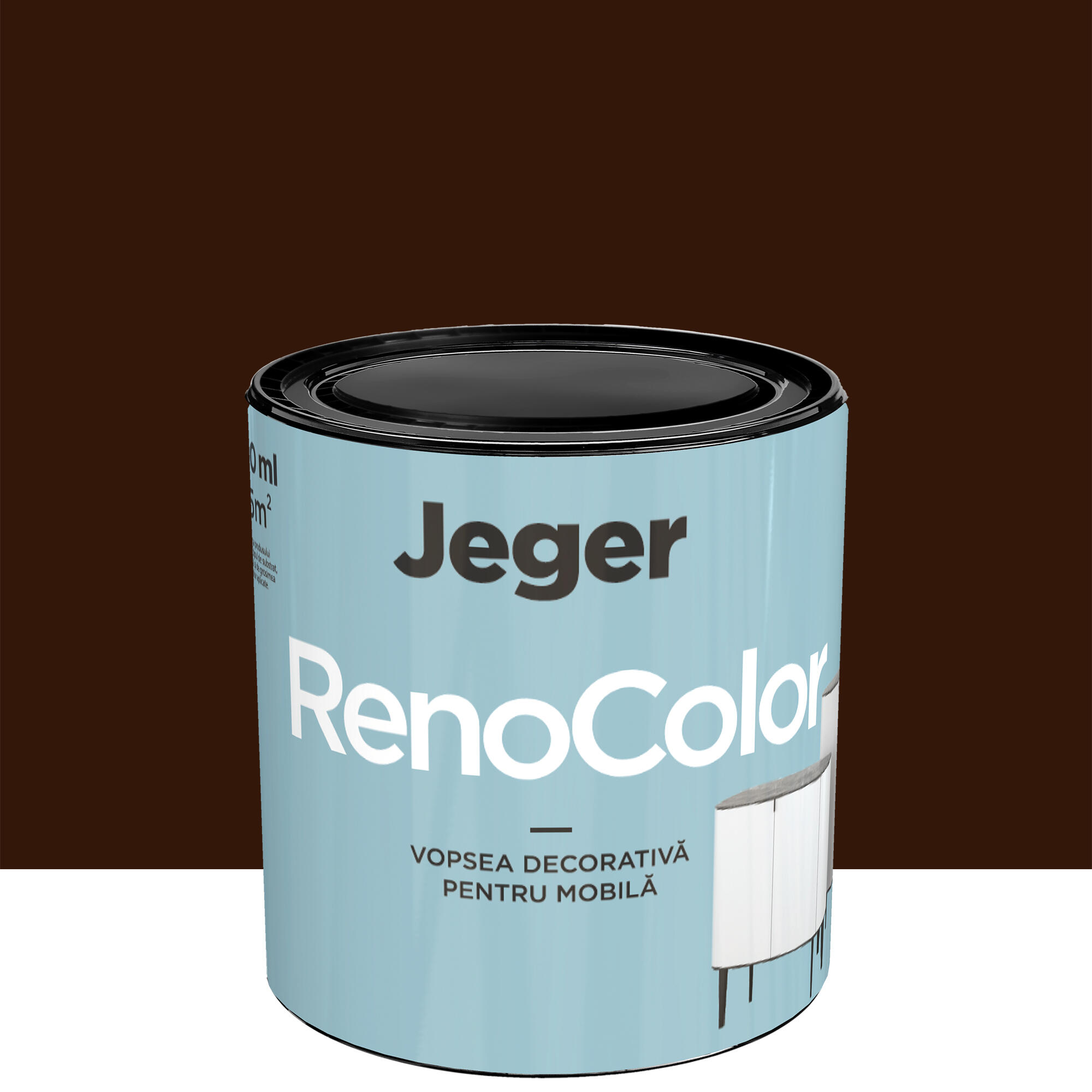Vopsea pentru mobilier Jeger Reno, ciocolata, aspect satinat, 0.45 L
