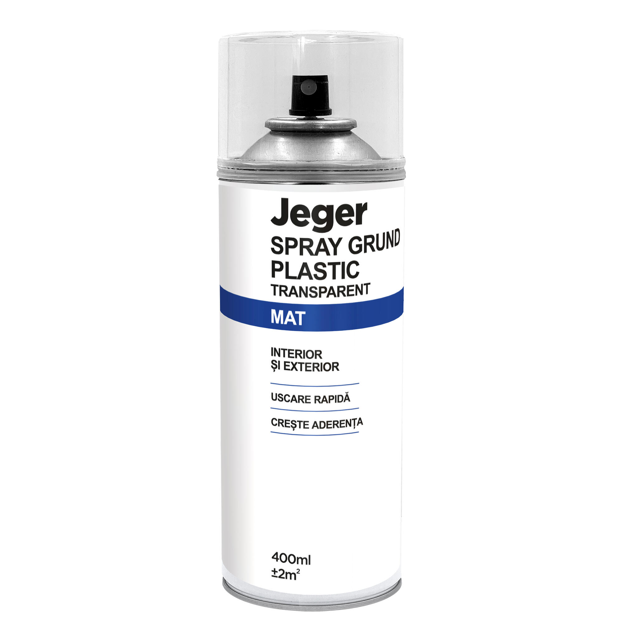 Grund spray Jeger, pentru plastic, transparent, mat, 400 ml