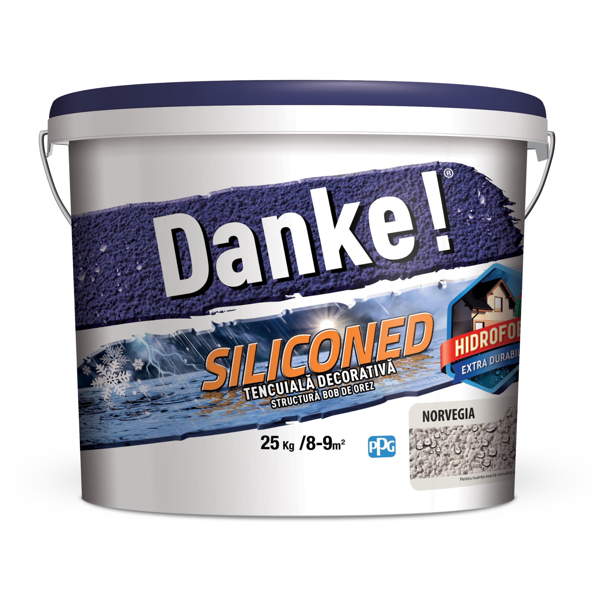Tencuiala decorativa structurata Danke Siliconed, Norvegia, 1.5 mm, aspect bob cu bob, 25 kg