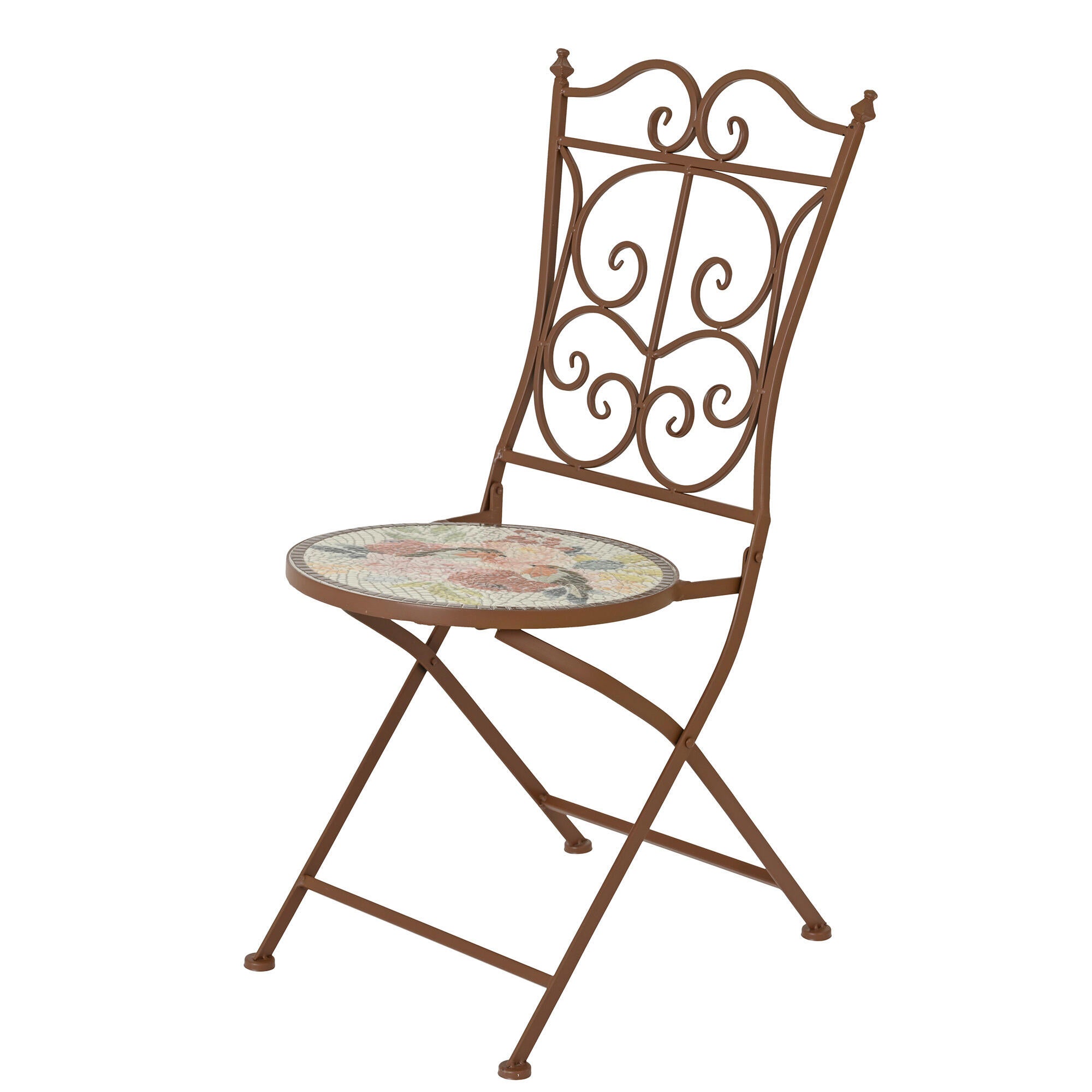 Scaun gradina Aberdeen Mozaic, pliabil, metal, maro