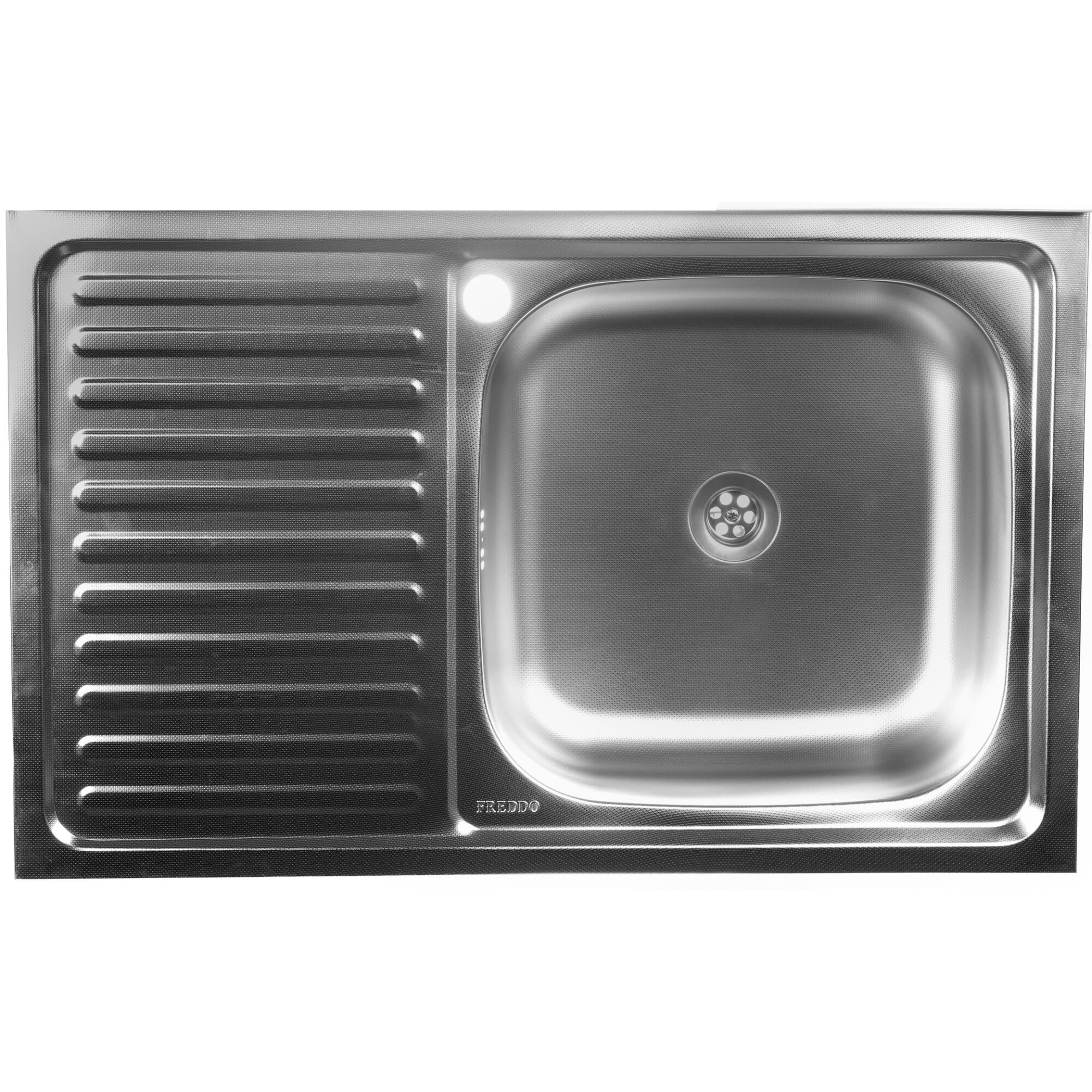 Chiuveta bucatarie din inox, 80 x 50 cm, adancime cuva 16 cm, stativa, dreapta