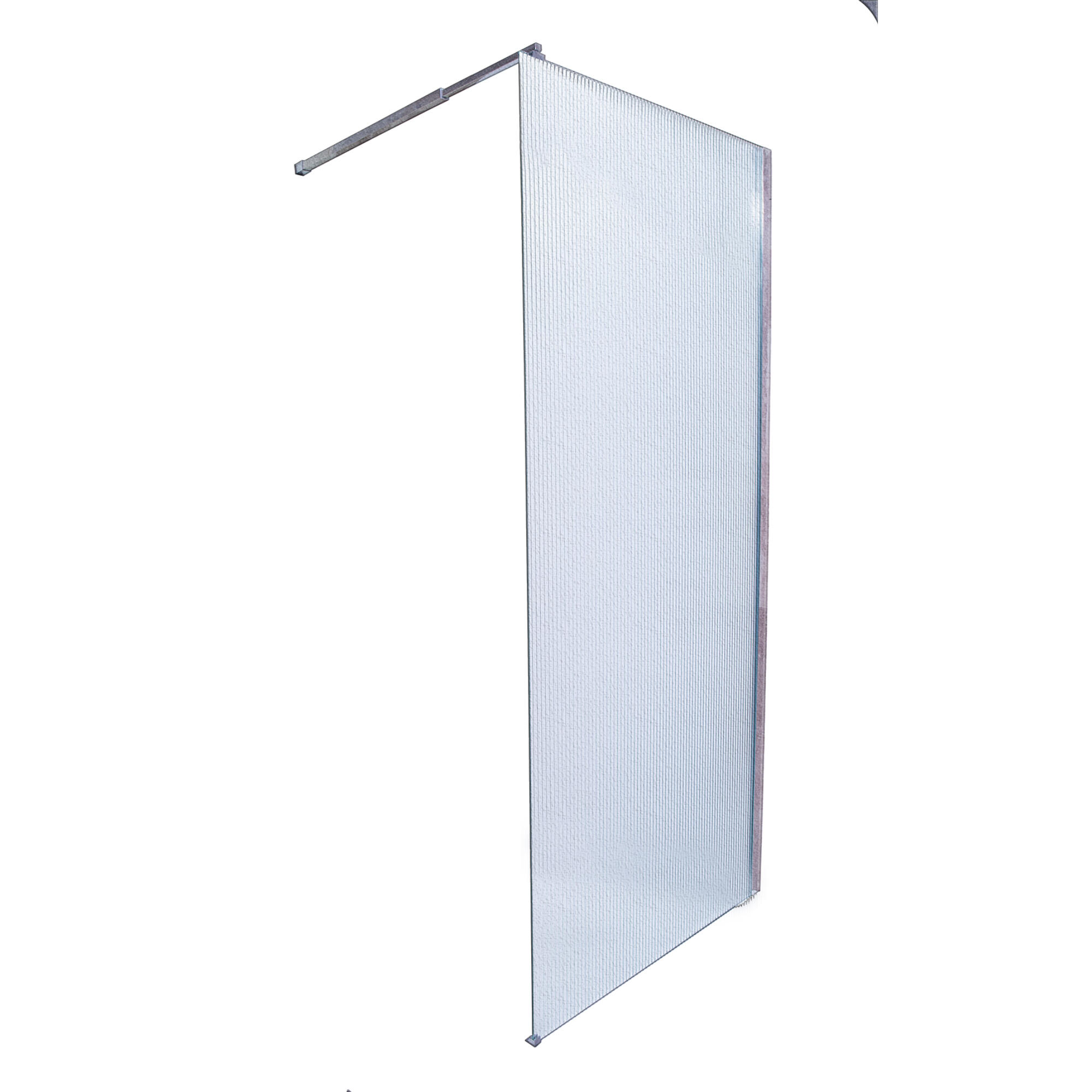 Perete dus walk-in riflat, 8 mm, 90 x 200 cm, profil argintiu, finisaj crom