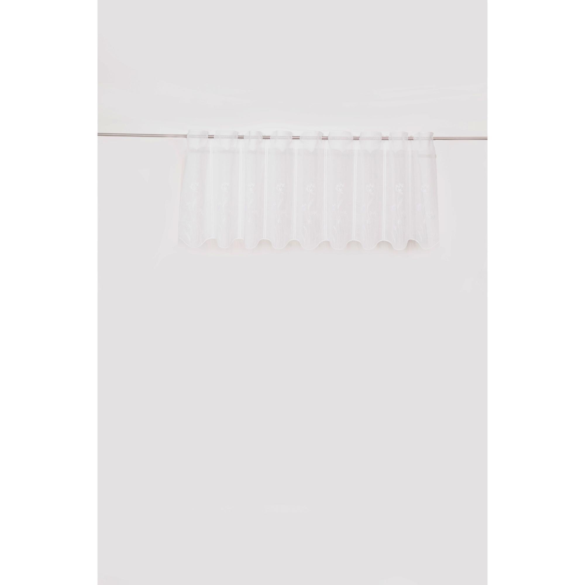 Perdea bucatarie, 208 x 45 cm, Levanto, anouri, alb