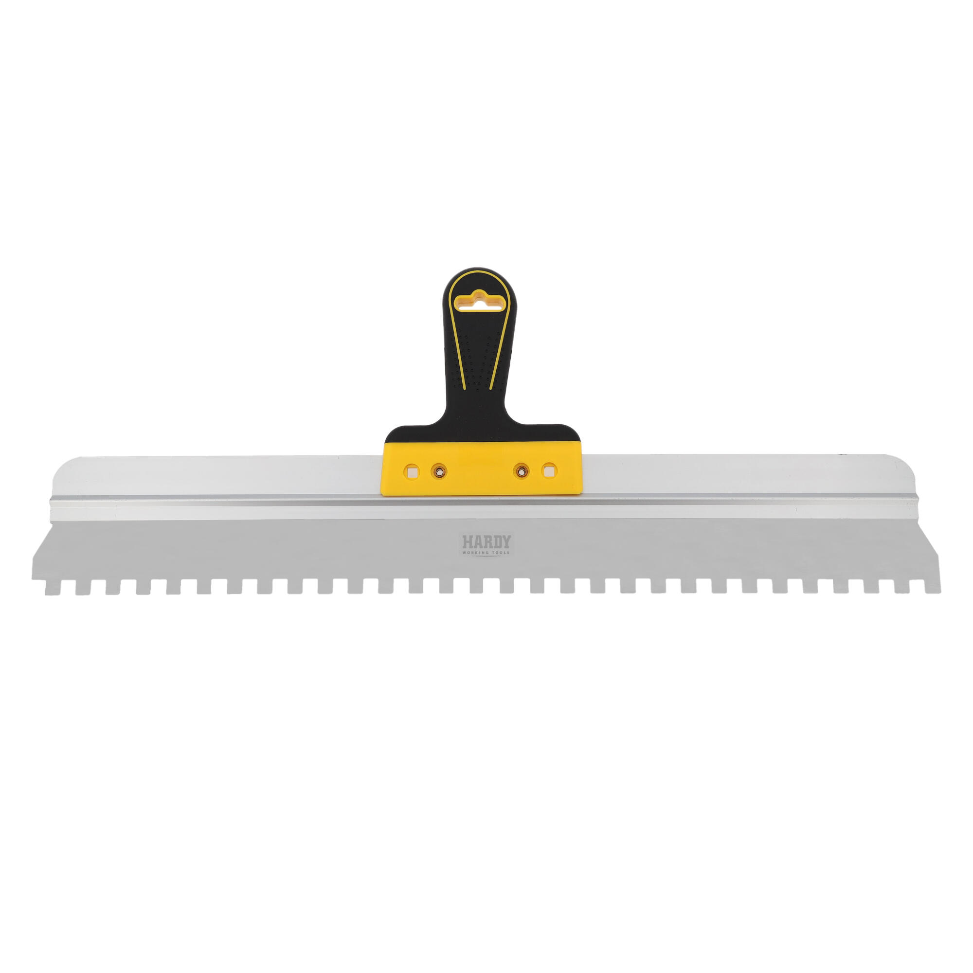 Spaclu dintat din otel pentru tencuit, Hardy, maner plastic, 10 x 10 mm