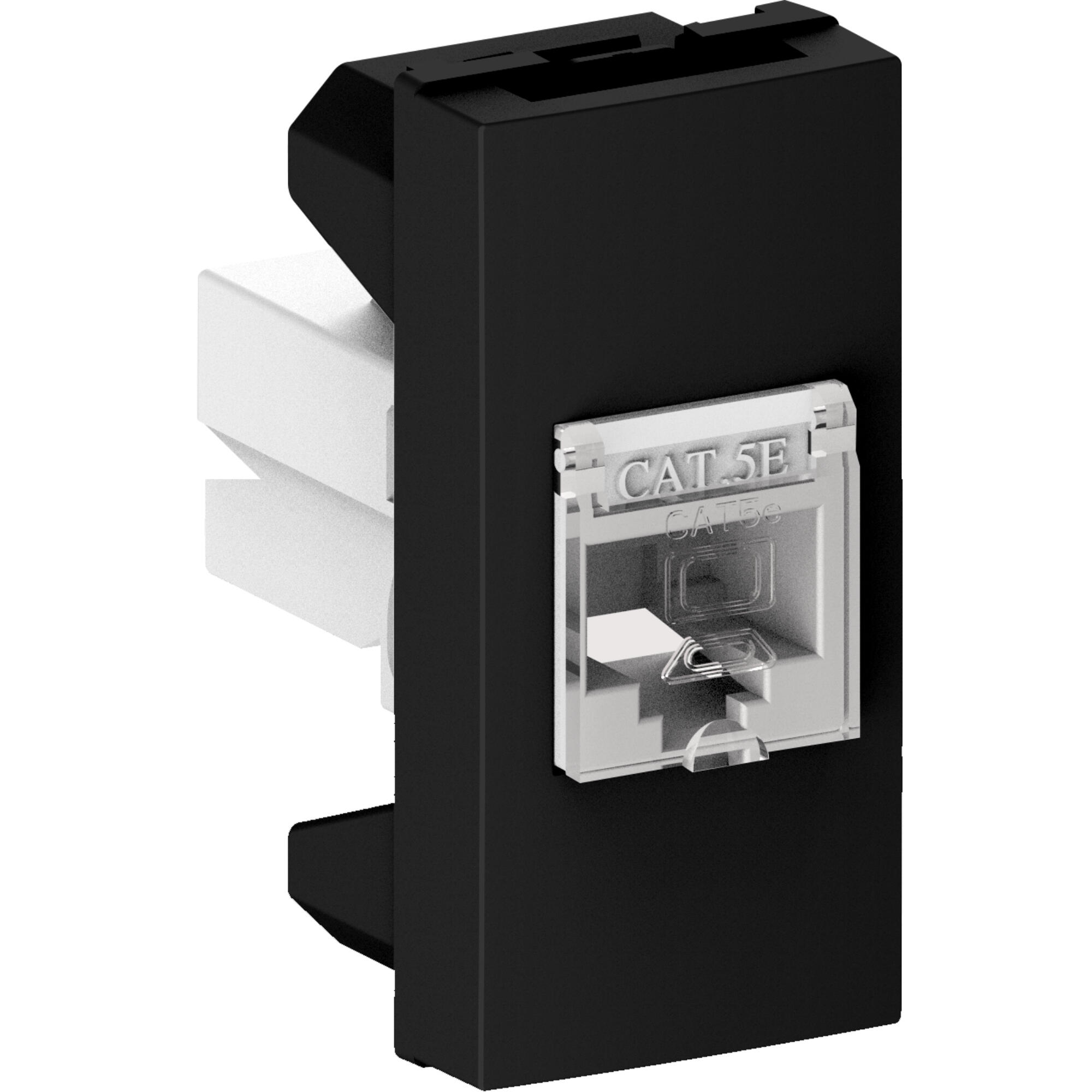 Priza date RJ45 simpla Himel CAT5e, 1 modul, negru | Leroy Merlin