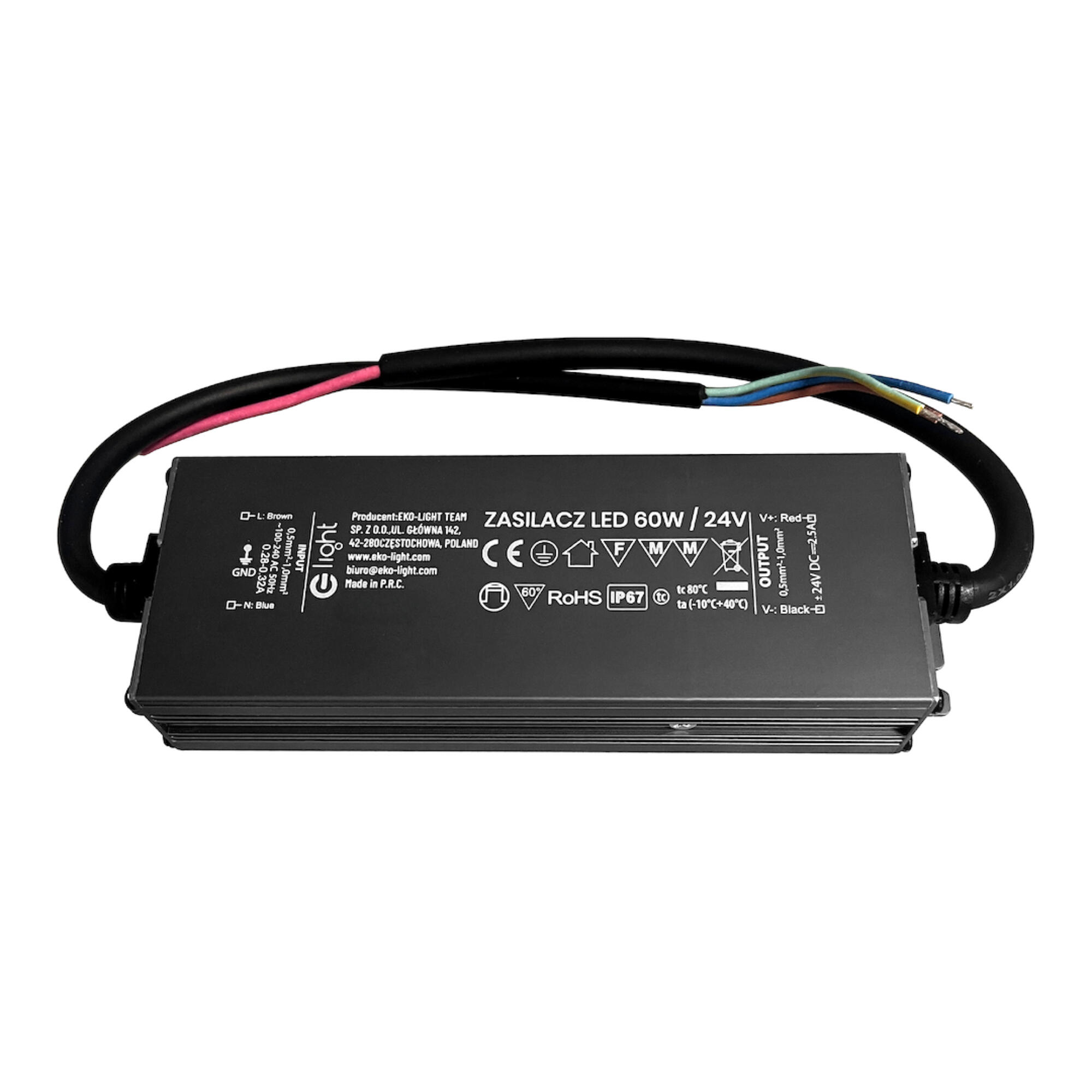 Transformator LED, 60 W, 24V, IP67