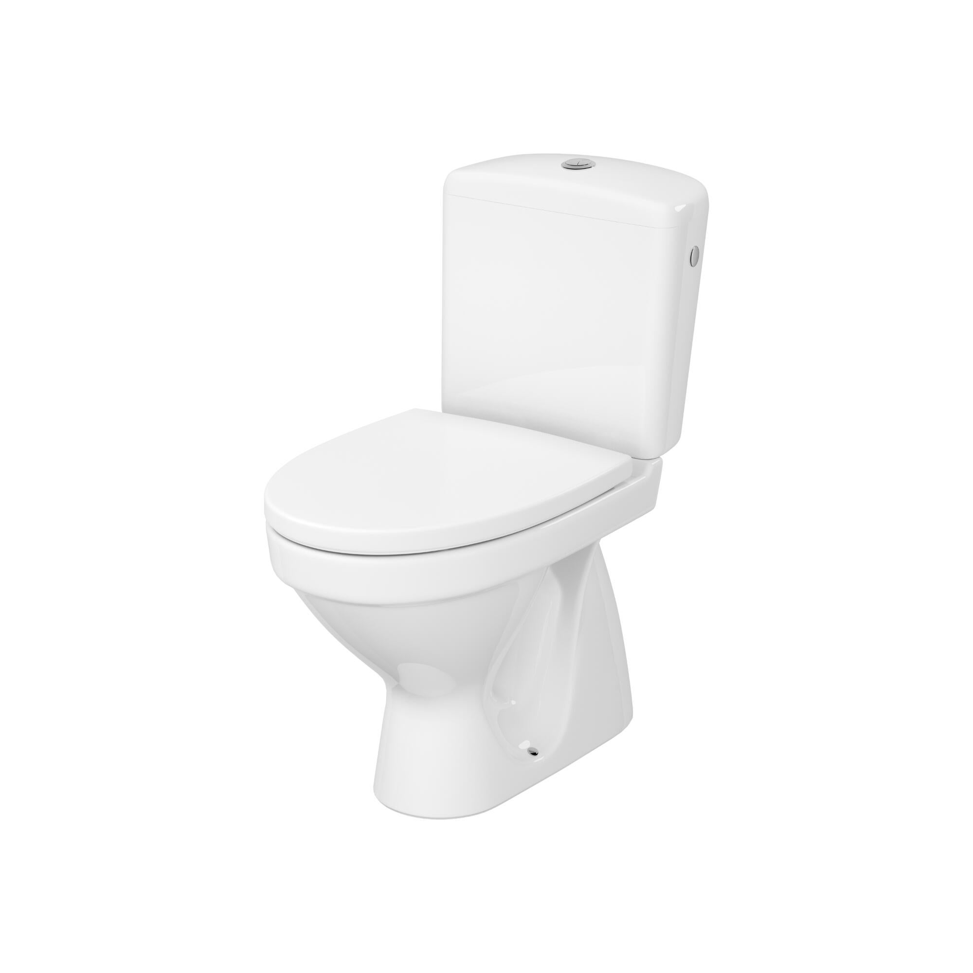 Set vas WC Cersanit Roma, stativ, ceramic, evacuare verticala, cu rezervor si capac WC, 6 L