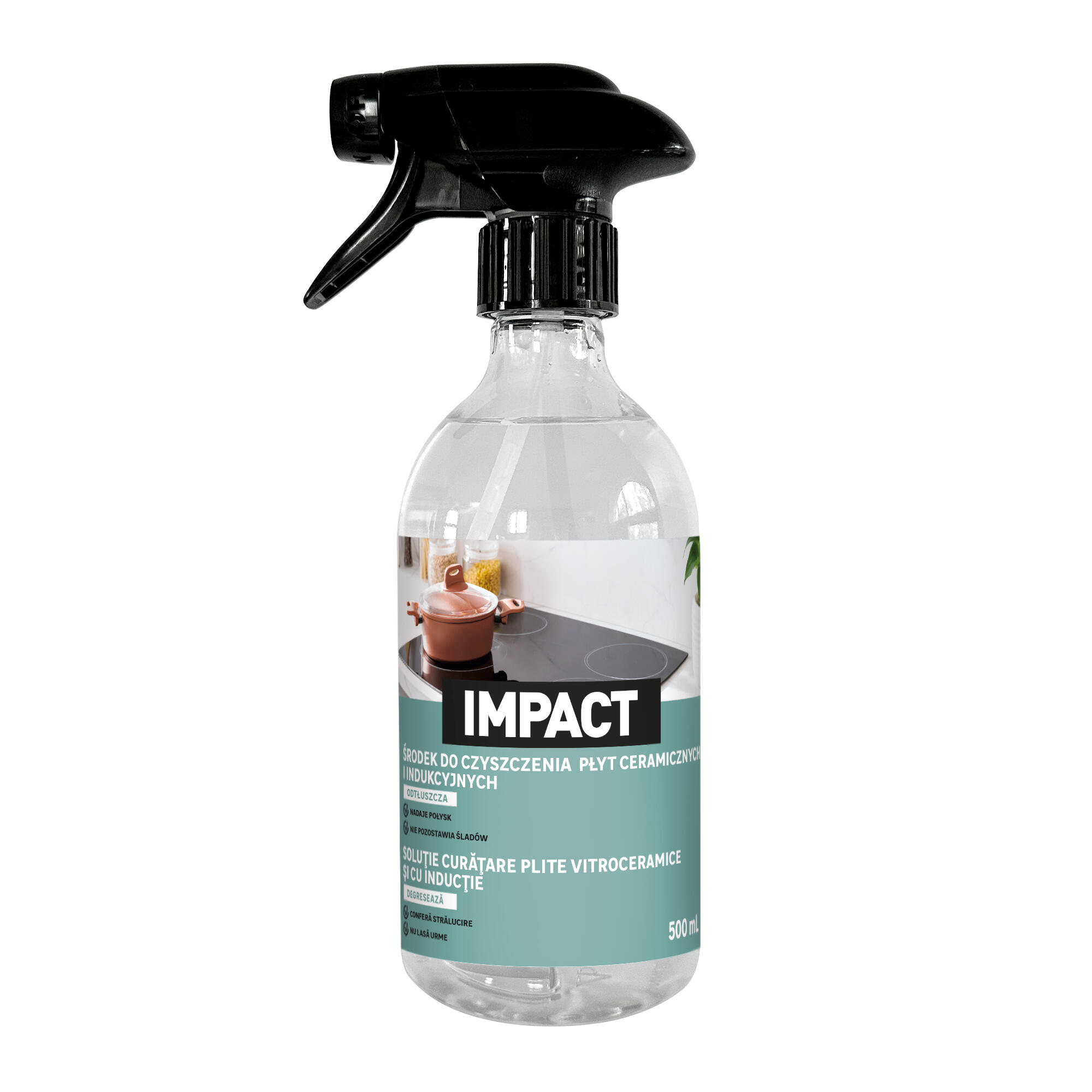 Solutie pentru curatarea placilor vitroceramice si cu inductie, Impact, 0.5 L, parfum neutru