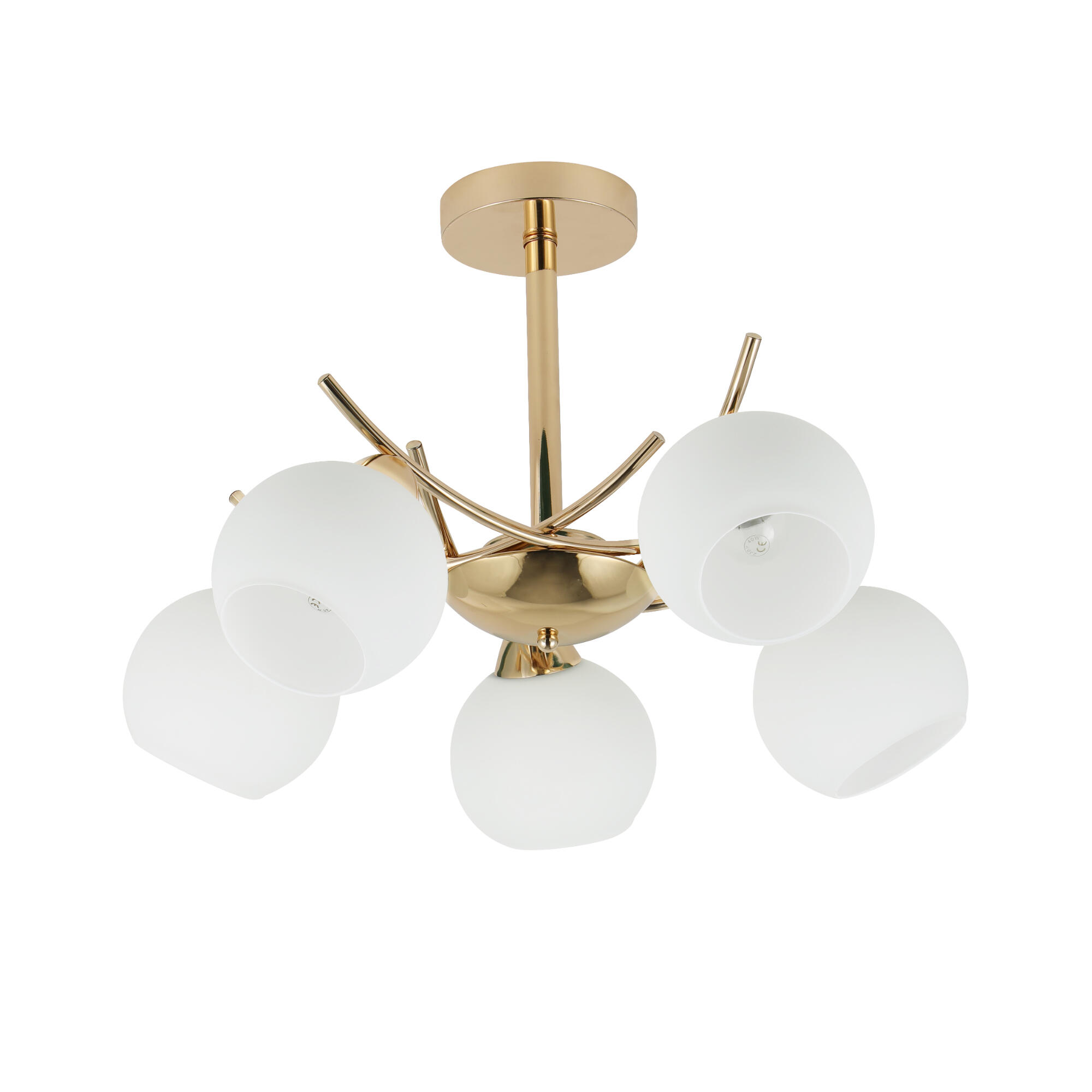 Lustra Amos, 5 x E27, 40 W, alb-auriu