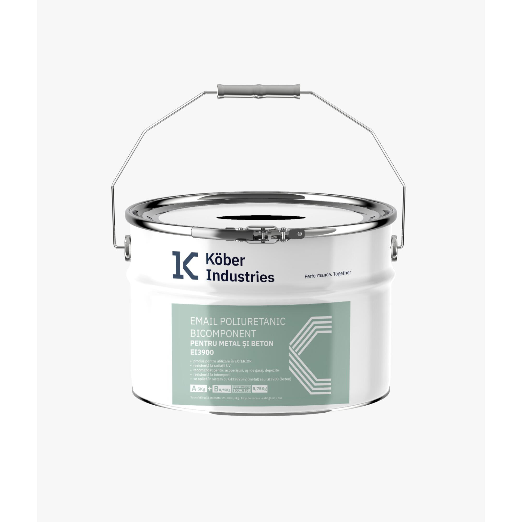 Email poliuretanic Kober Industries, pentru metal si beton, rosu, aspect semilucios, 5.75 kg