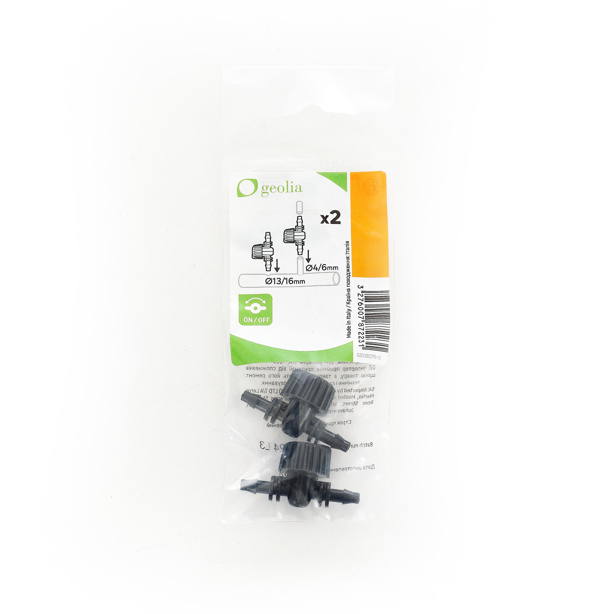 Set 2 robineti inchidere furtun, Geolia, 6 mm 2buc