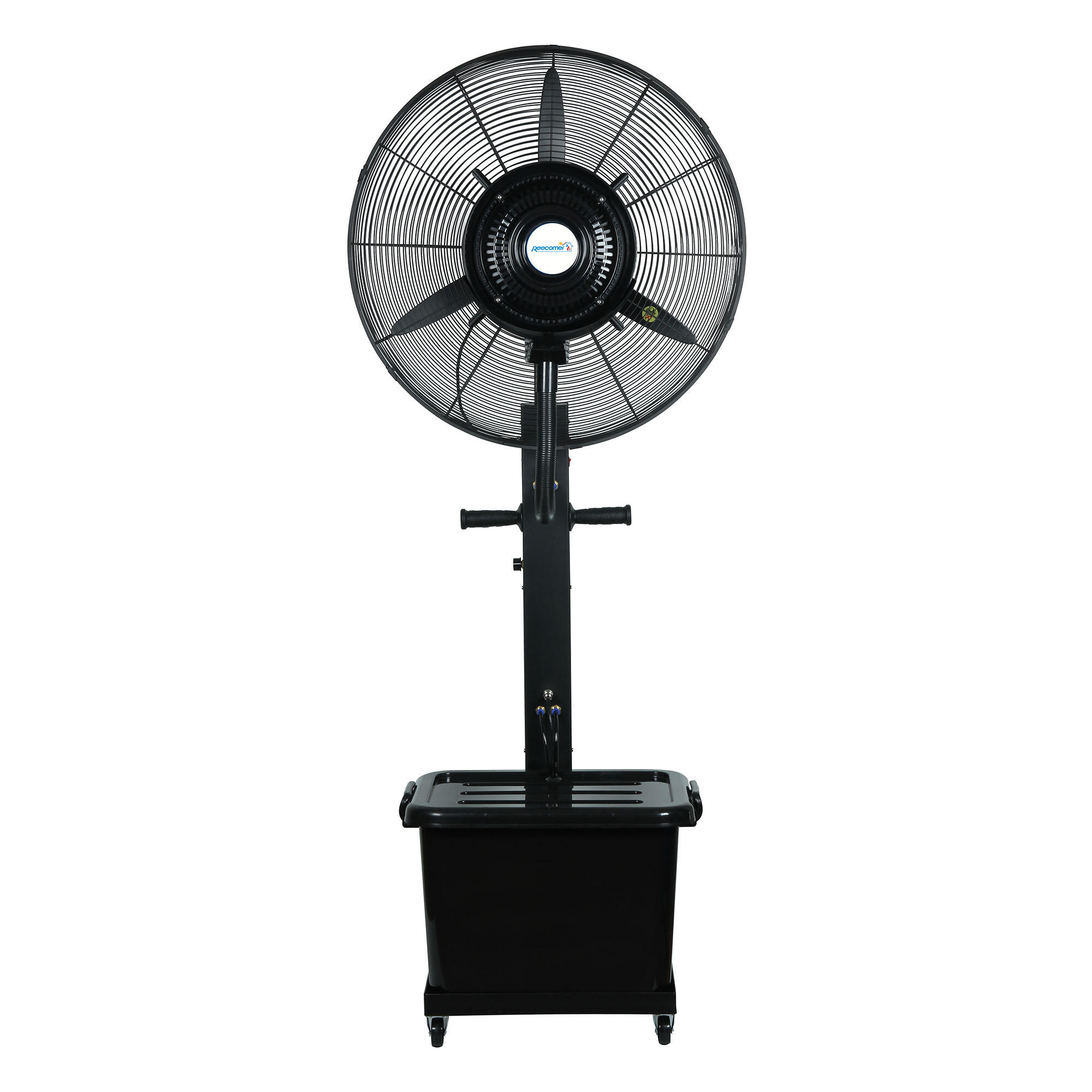 Ventilator cu picior Reecomer, cu pulverizator apa, 260 W, Ø 65cm, 3 viteze, negru