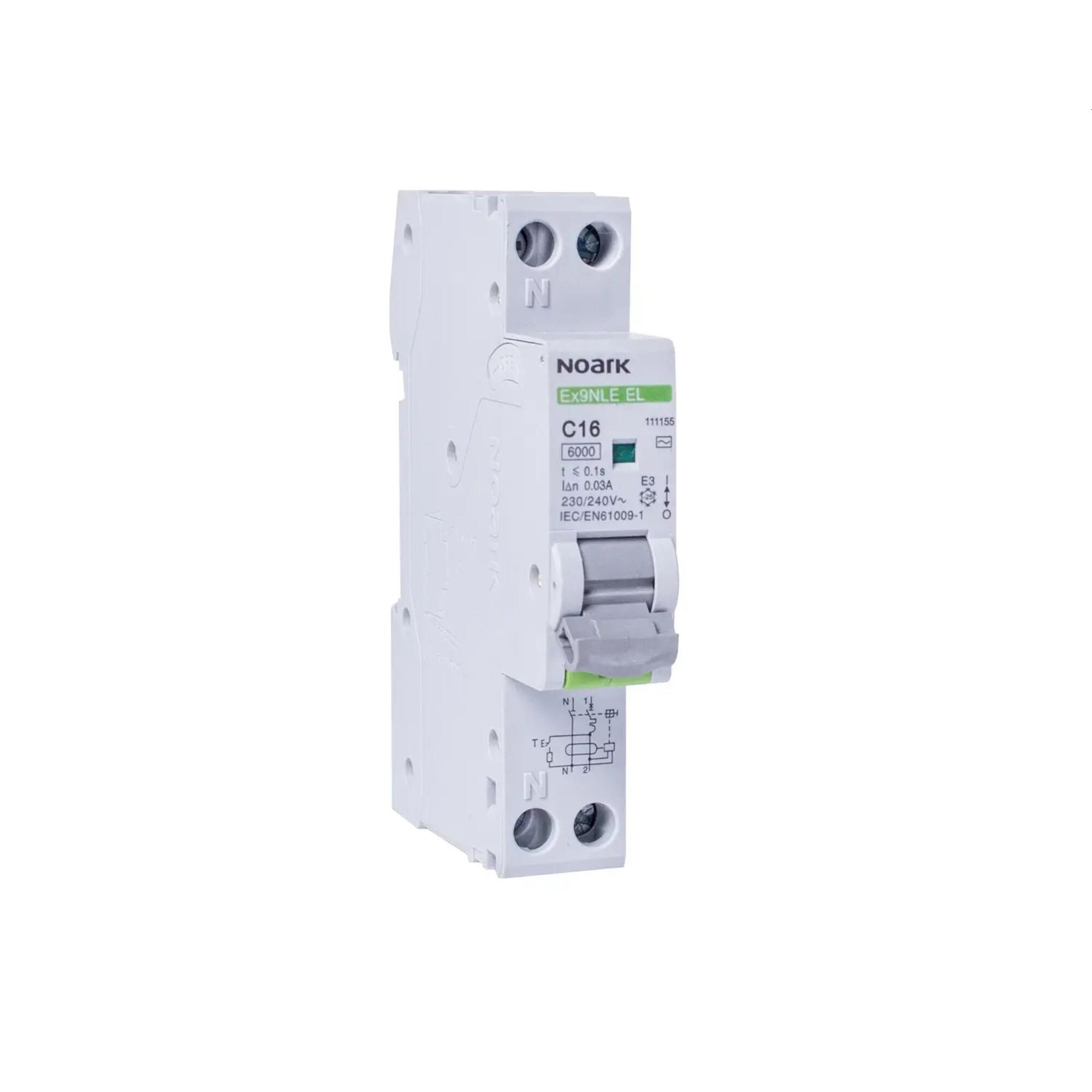 Disjunctor diferential Noark 1P+N, B, 10A/30mA, 6 kA