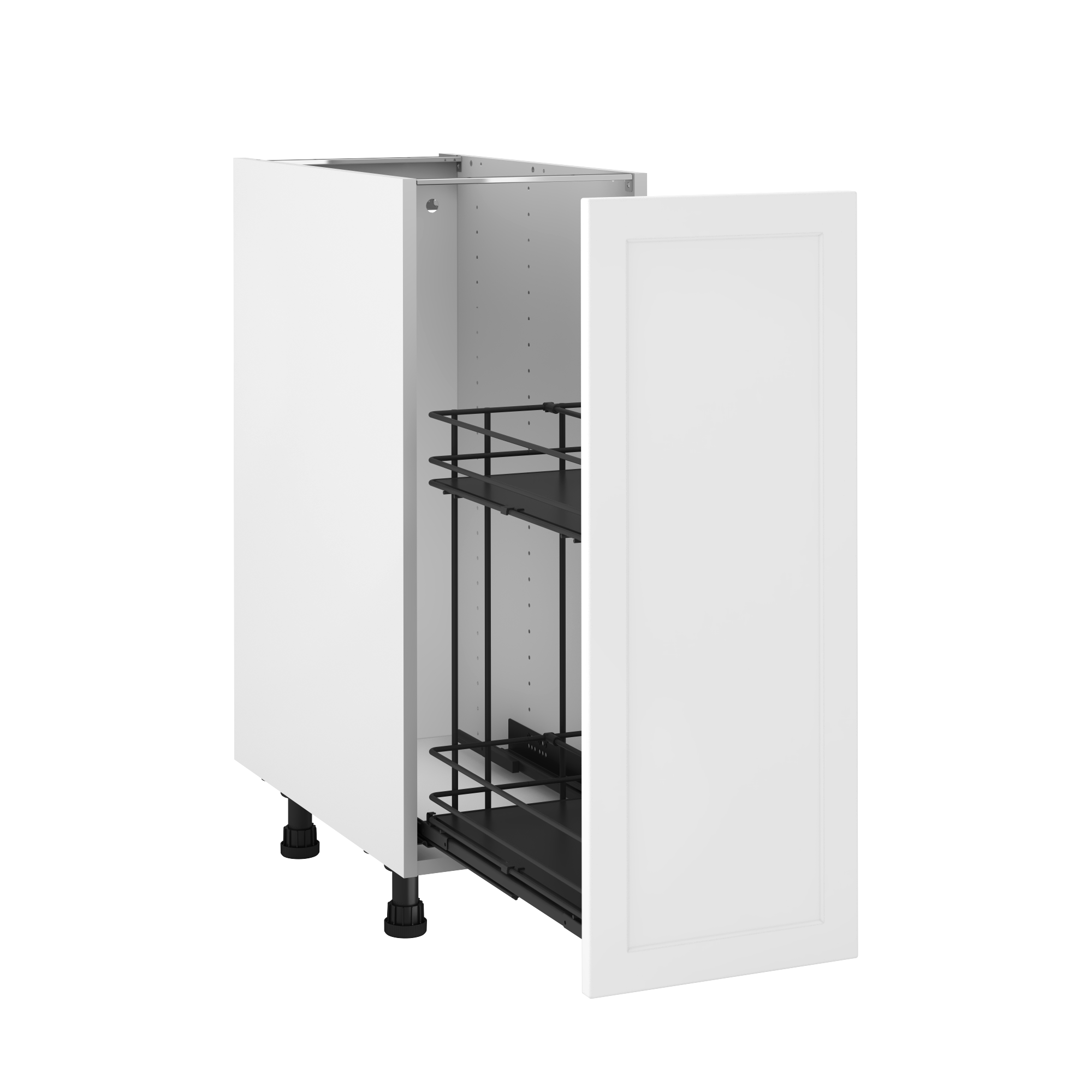 Mueble bajo de cocina delinia id newport blanco mate 76,8x30 cm botellero especiero extraible