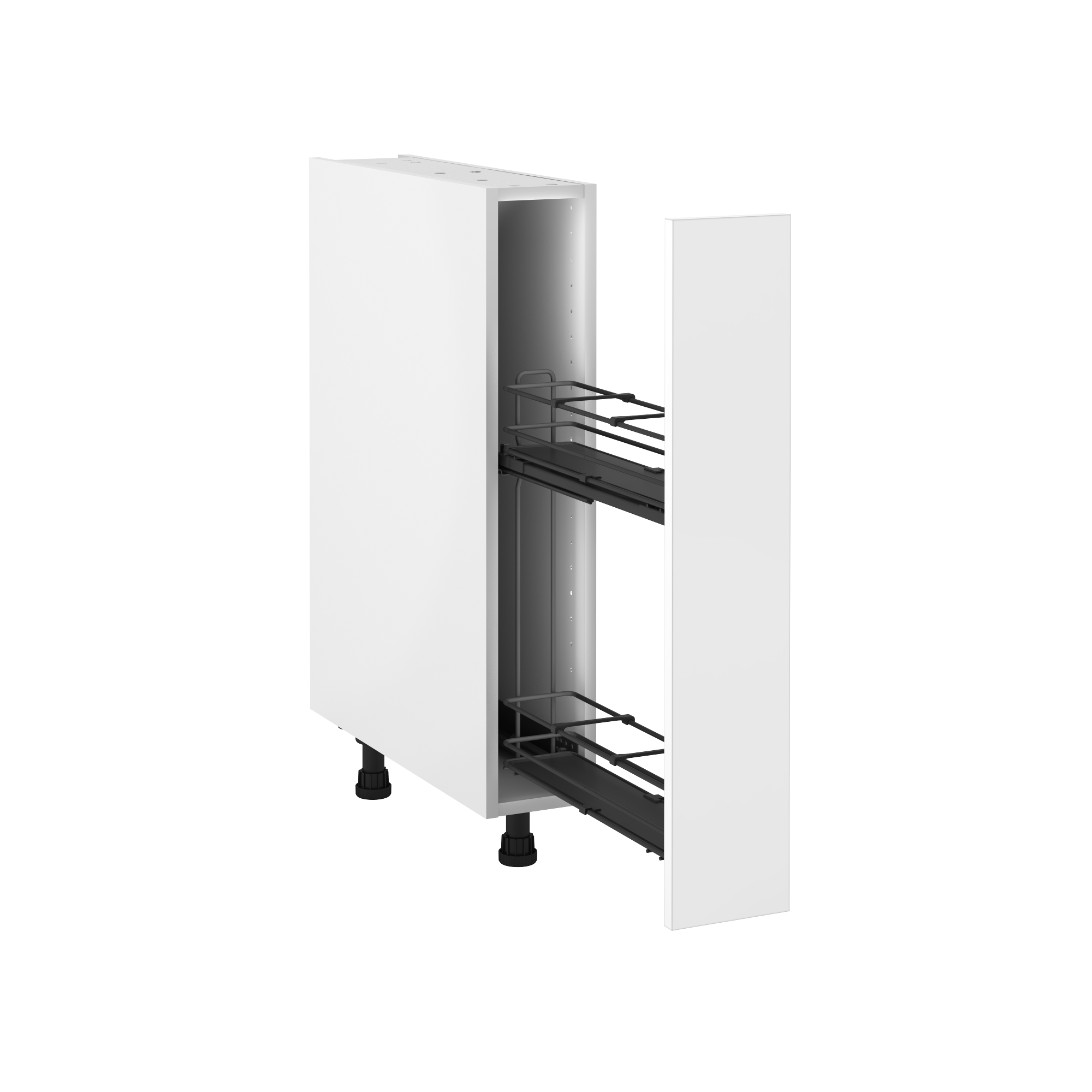 Mueble bajo de cocina delinia id newport blanco mate 76,8x15 cm botellero especiero extraible