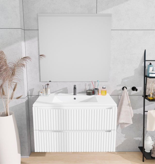 MUEBLE DE BAÑO BLUR 80CM BLANCO 2 CAJONES