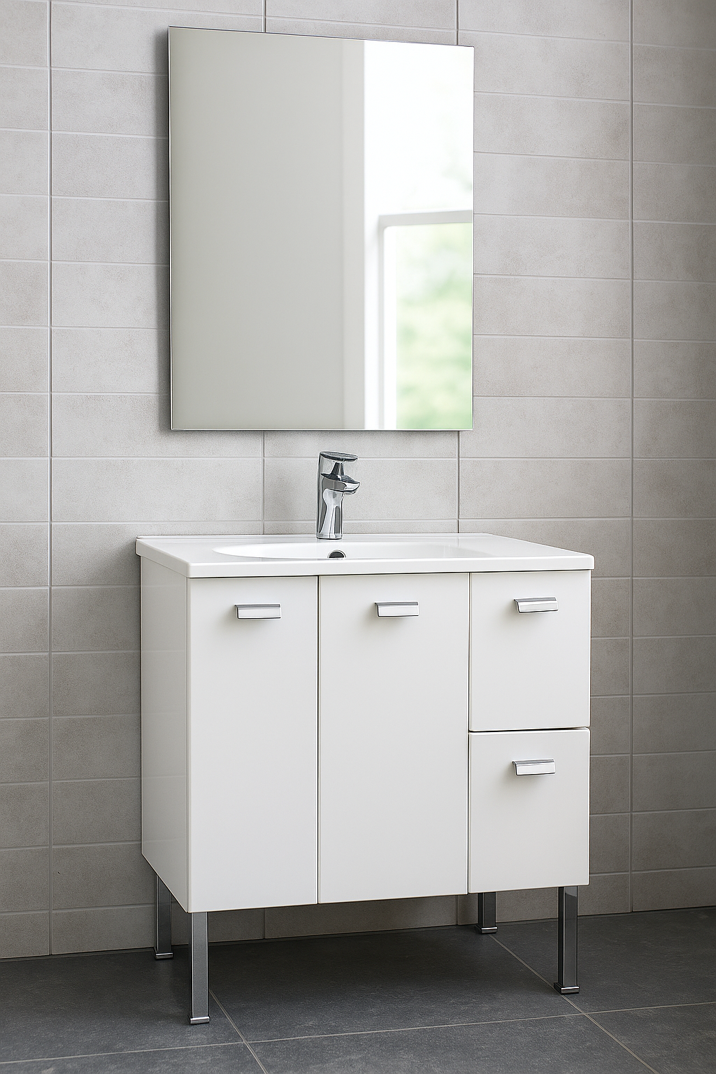Copricolonna Rimini 2 cassetti 2 ante P 43.5 x L 72 x H 60 cm laccato bianco - 3