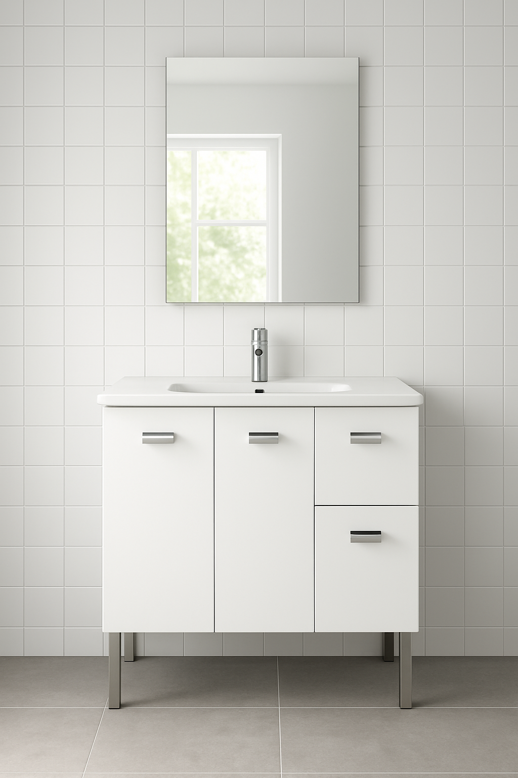 Copricolonna Rimini 2 cassetti 2 ante P 43.5 x L 72 x H 60 cm laccato bianco - 2