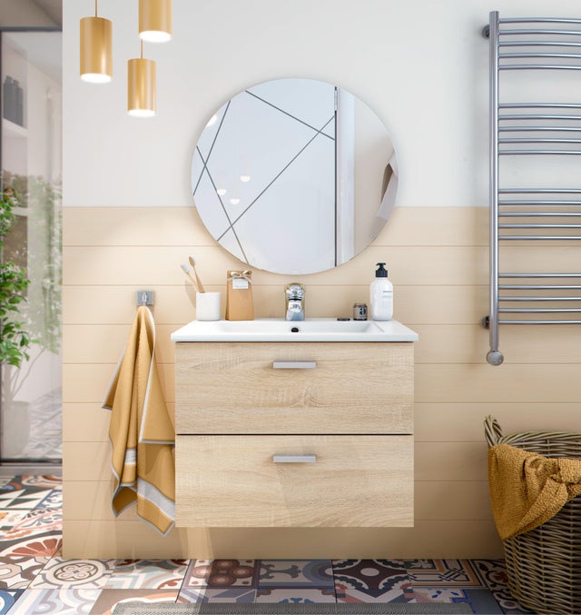 MUEBLE DE BAÑO ECO ROBLE 60X45CM 2 CAJONES